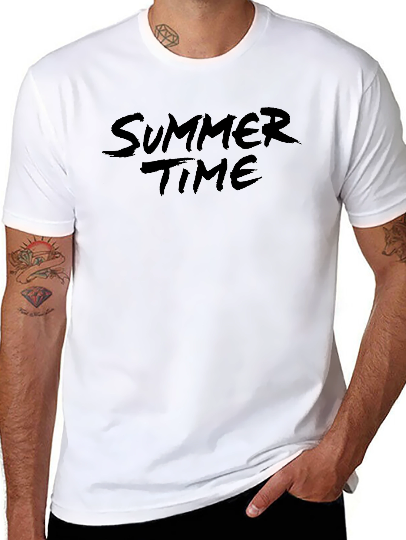 Black Summer Time Black Tee Shirt Casual Style view 8