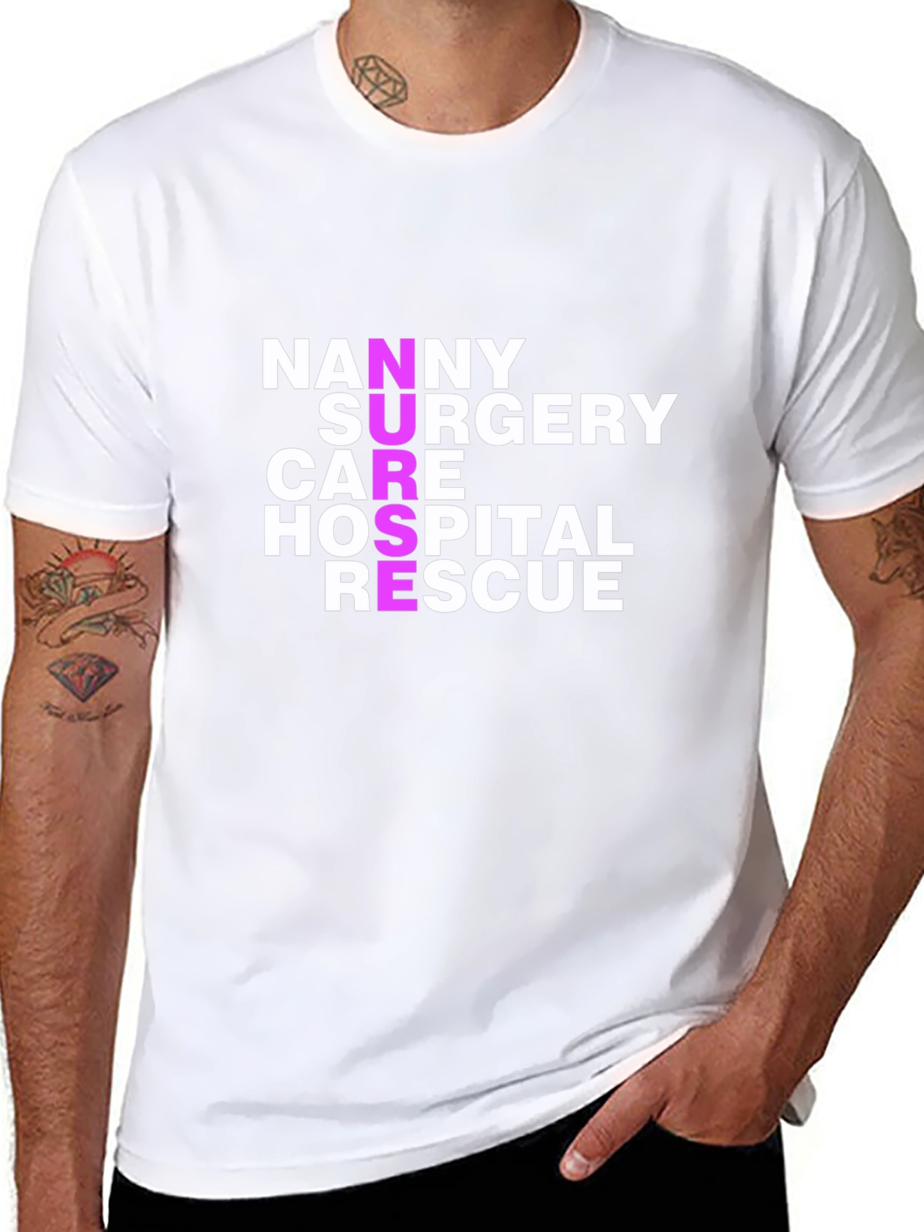 Black Nurse Related Word List Black T-Shirt view 8
