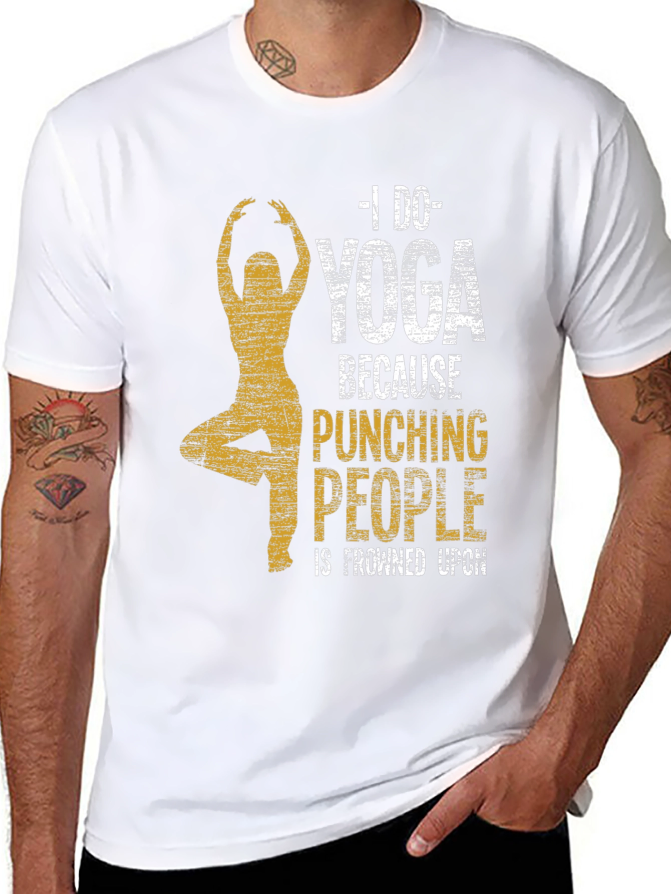 Black Yoga Graphic Tee - Punching People Is Frowned Upon view 8