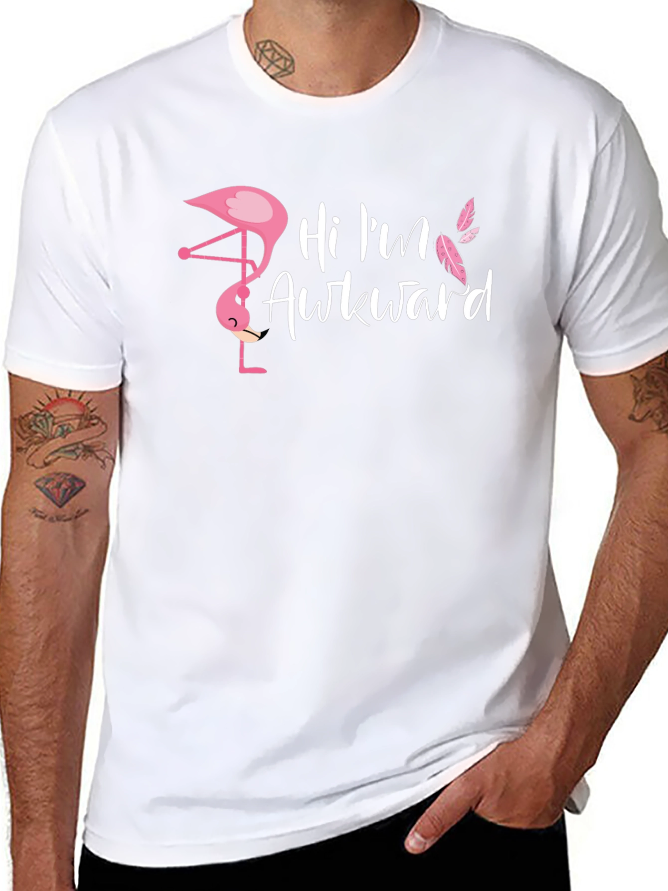 Black Awkward Flamingo Graphic T-Shirt - Men's Black Tee view 8