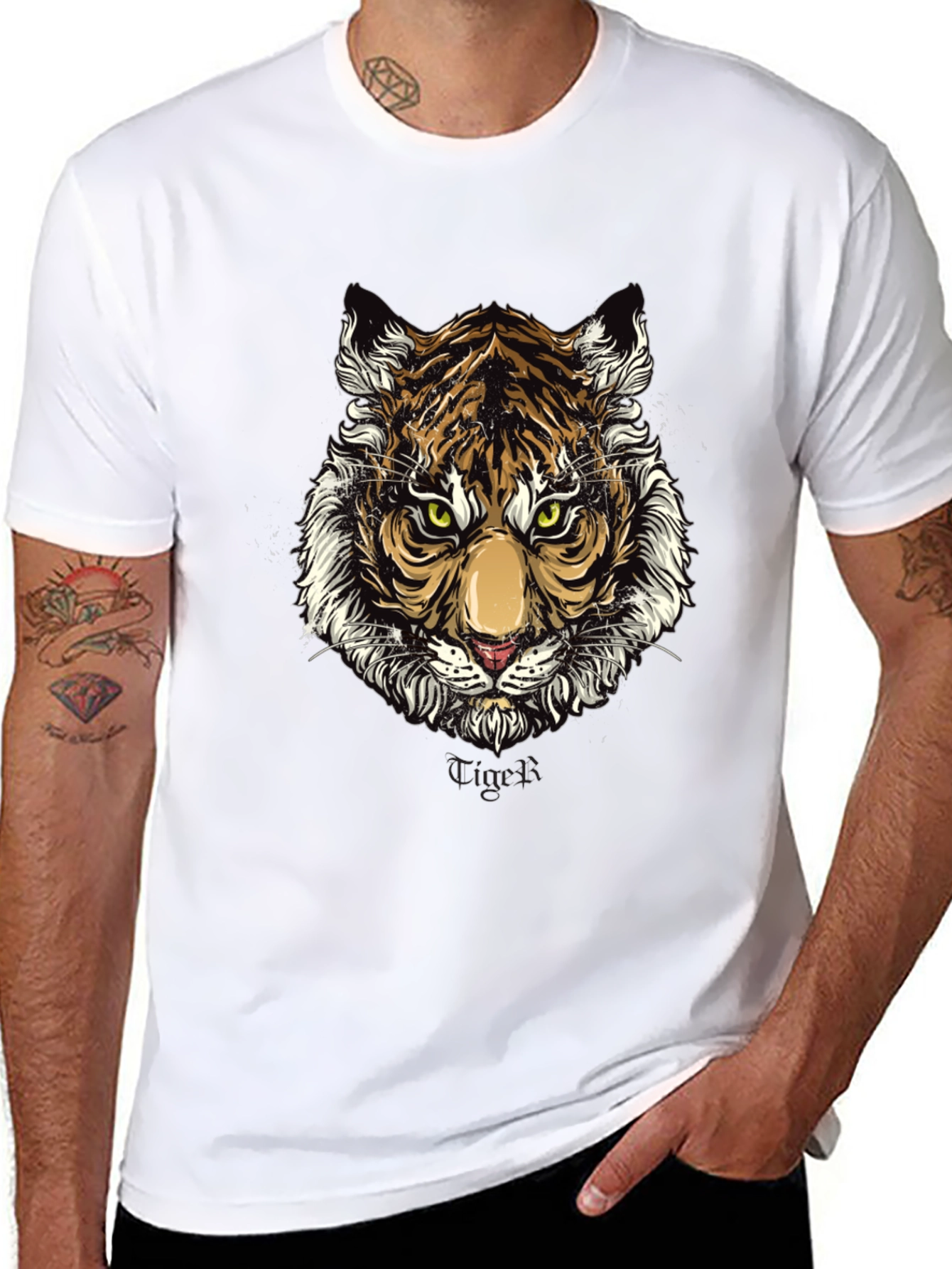 Black Tiger Graphic Print Black T-Shirt view 8