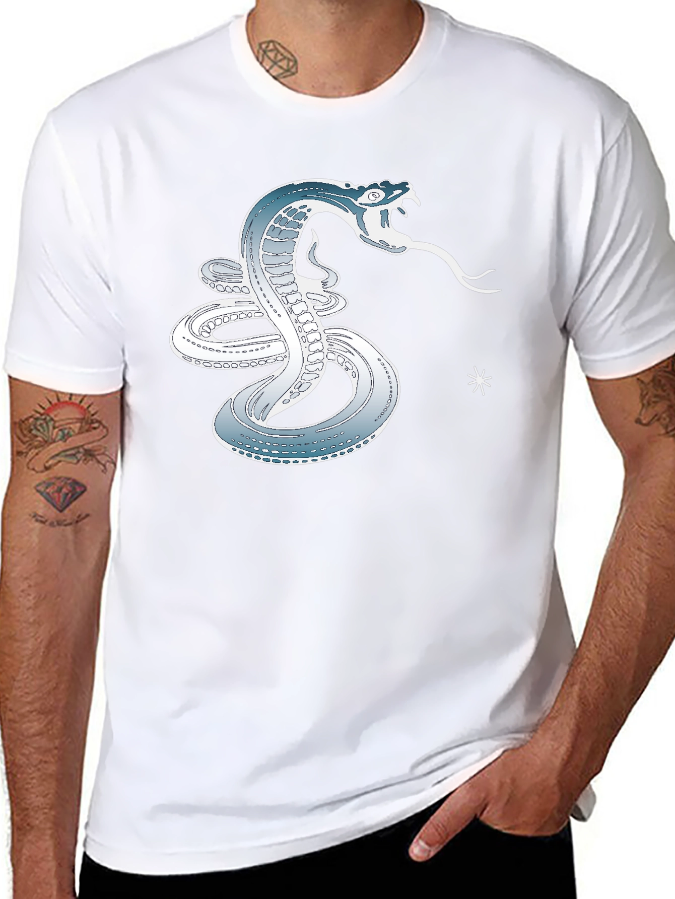 Black Serpent Strike Tee - Cool Snake Graphic T-Shirt view 8