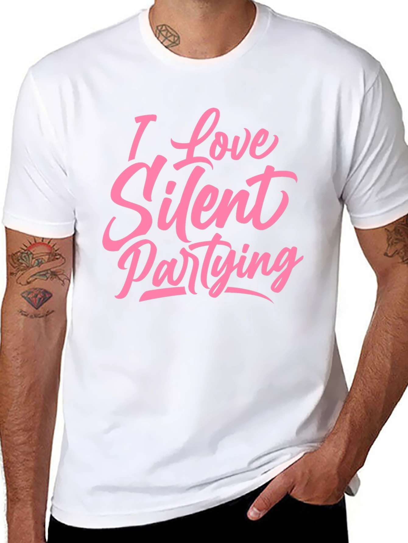 Black I Love Silent Partying T-Shirt - Black view 8