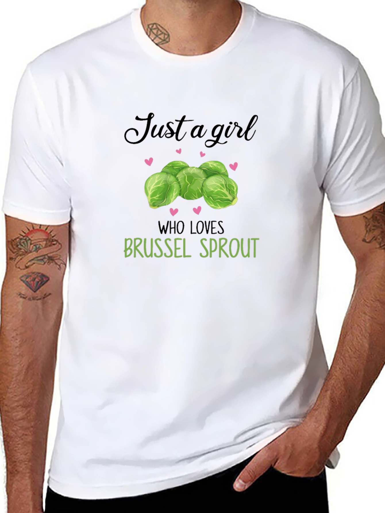 Black Just a Girl Who Loves Brussel Sprouts T-Shirt view 8