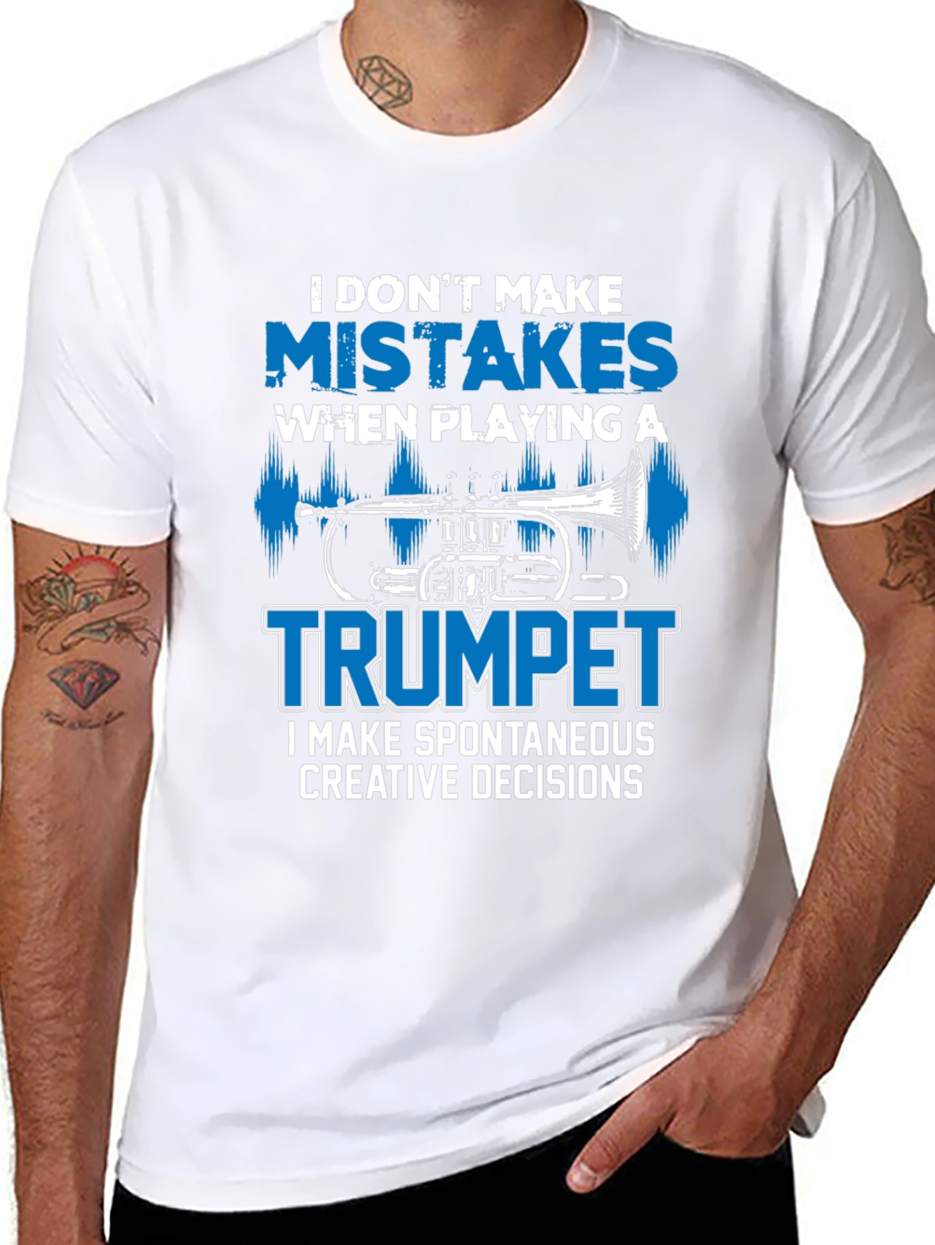 Black Funny Trumpet Player Graphic T-Shirt view 8