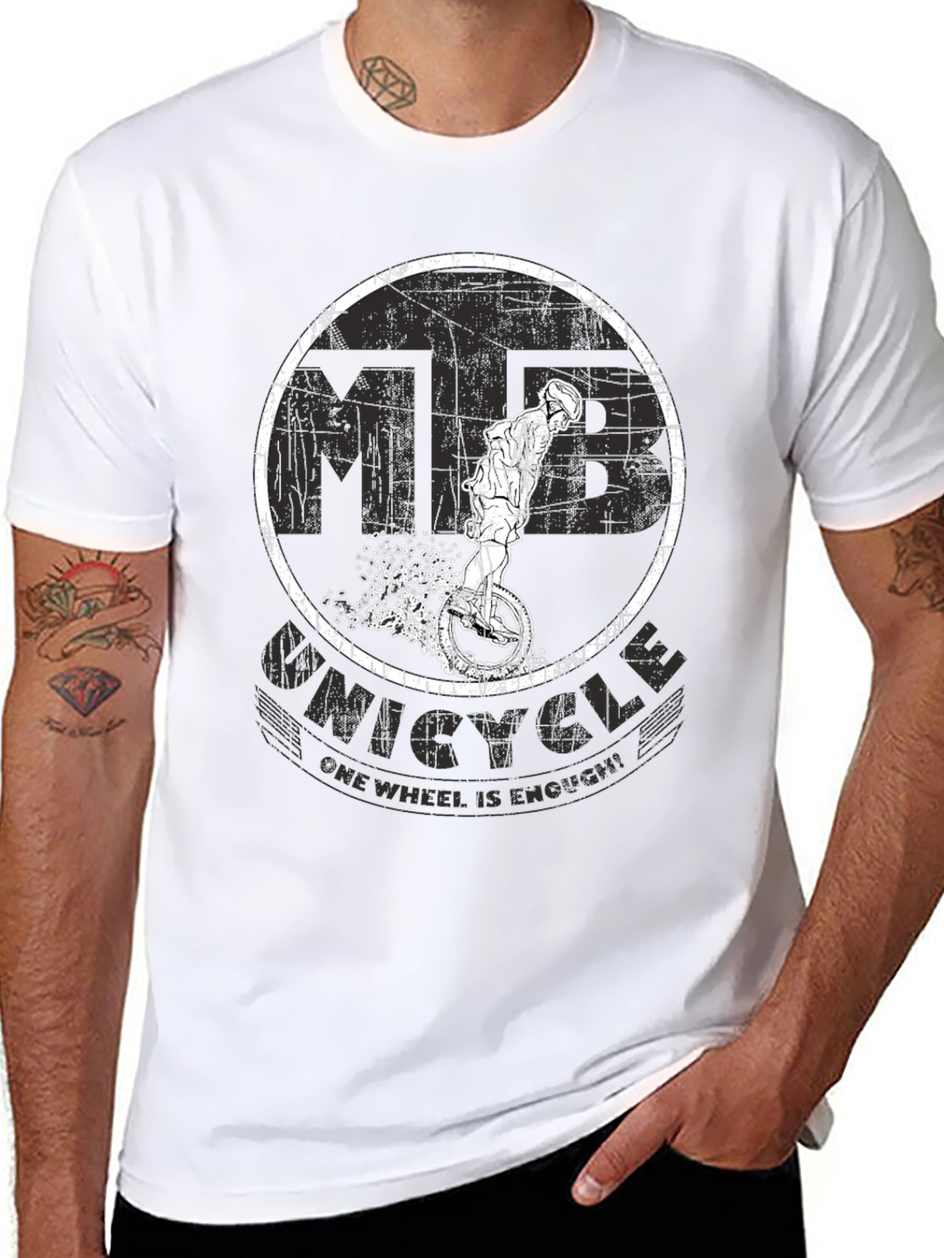 Black Unicycle T-Shirt - One Wheel Is Enough! view 8