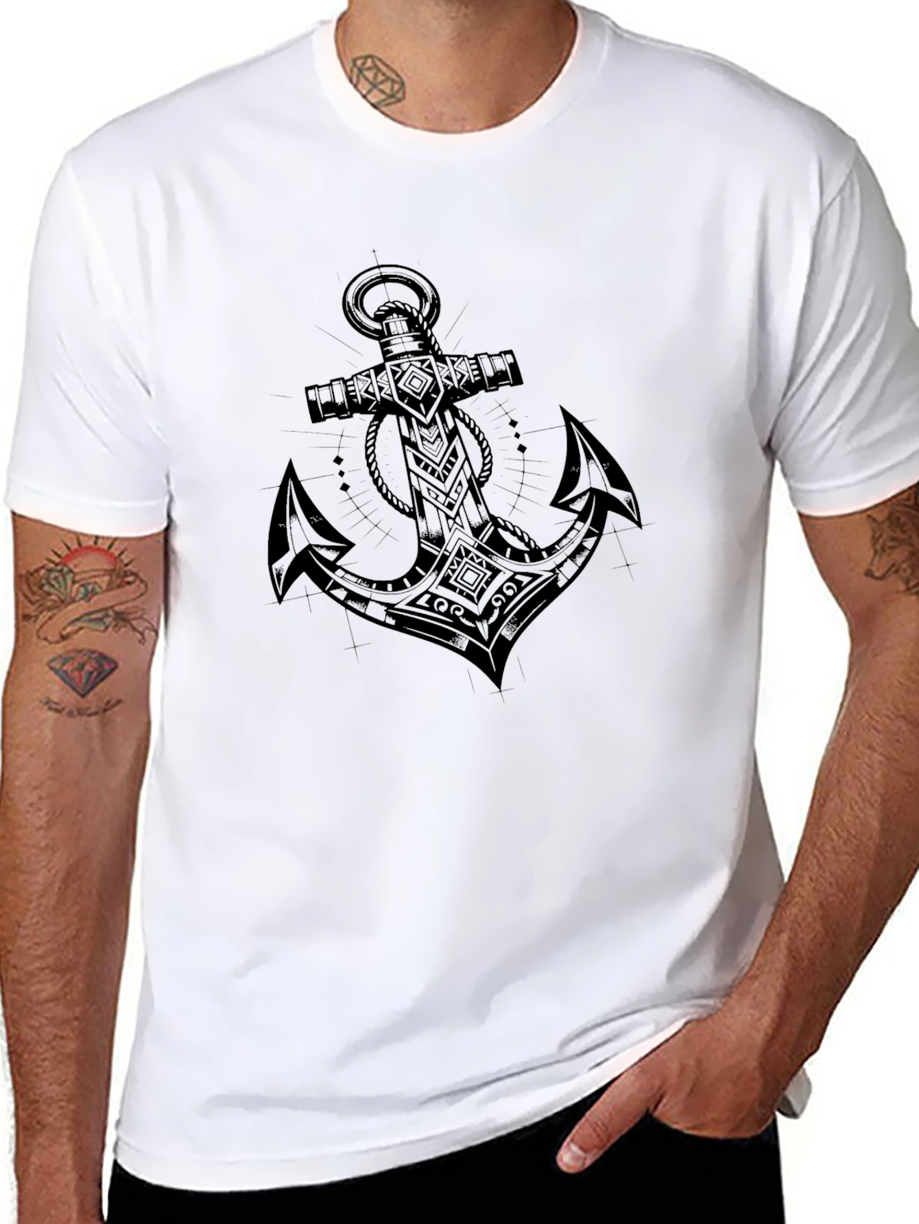 Black Anchor Graphic Black Tee - Nautical Style view 8
