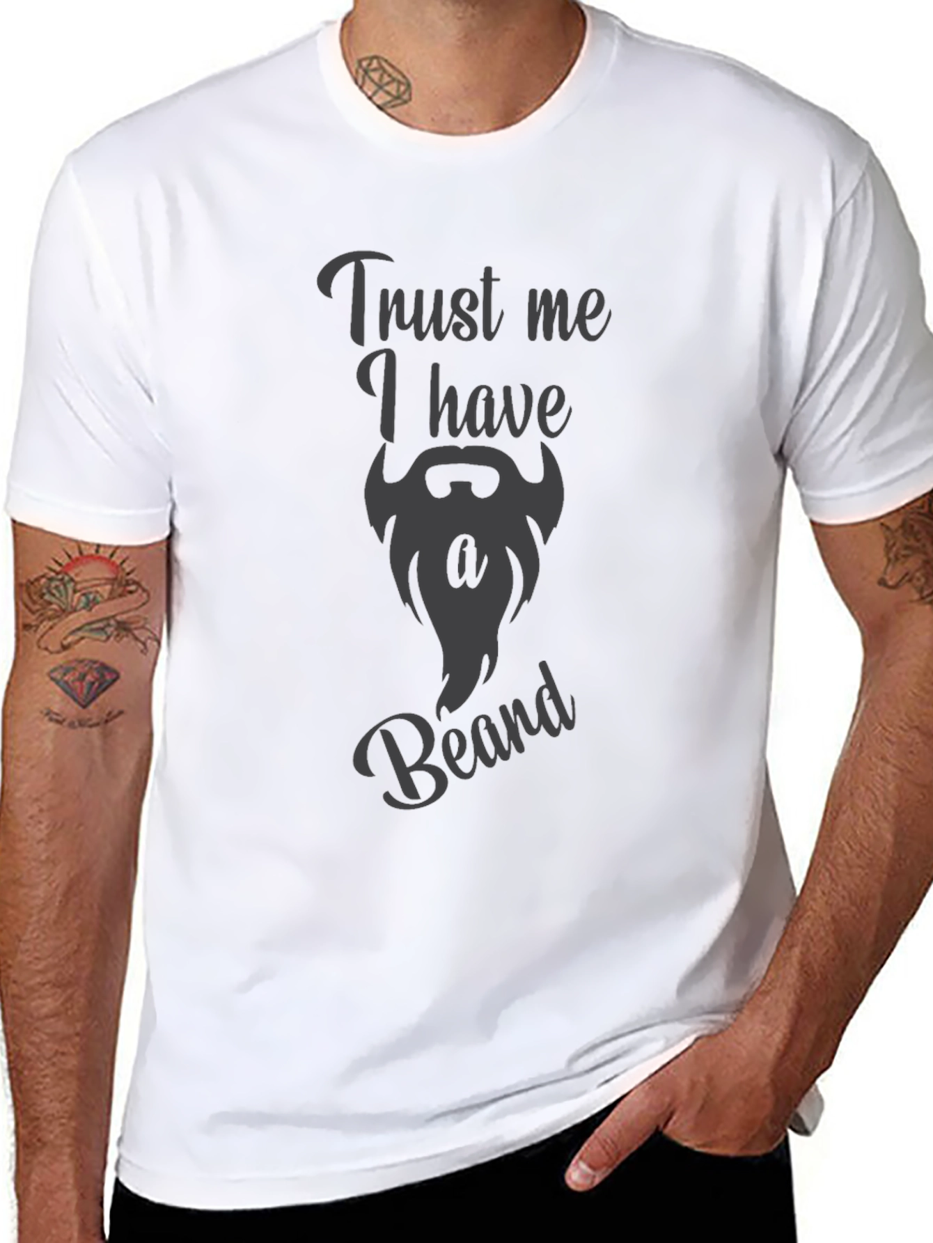 Black Trust Me I Have A Beard Funny Graphic Tee view 8