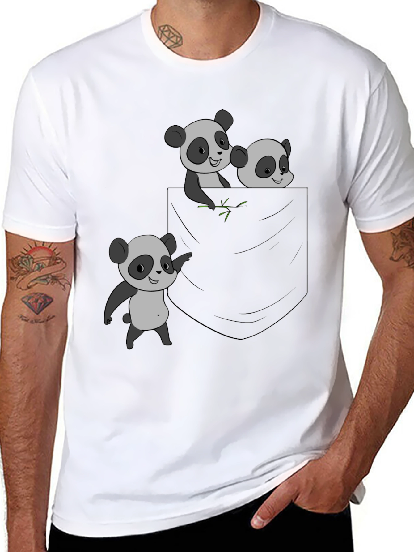 Black Panda Pocket Graphic Tee - Casual & Cute! view 8