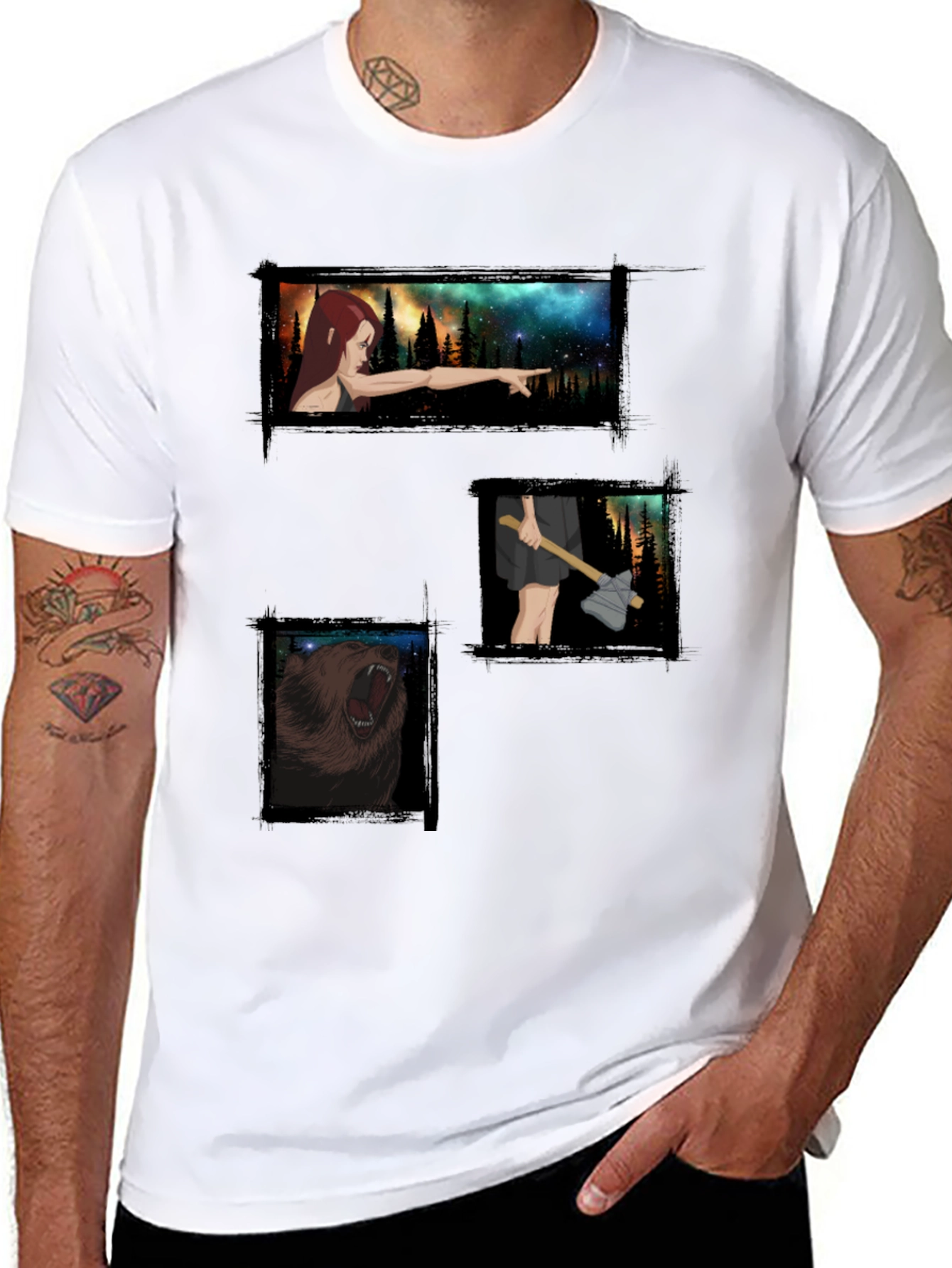 Black Printed Graphic Tee - Forest Adventure view 8