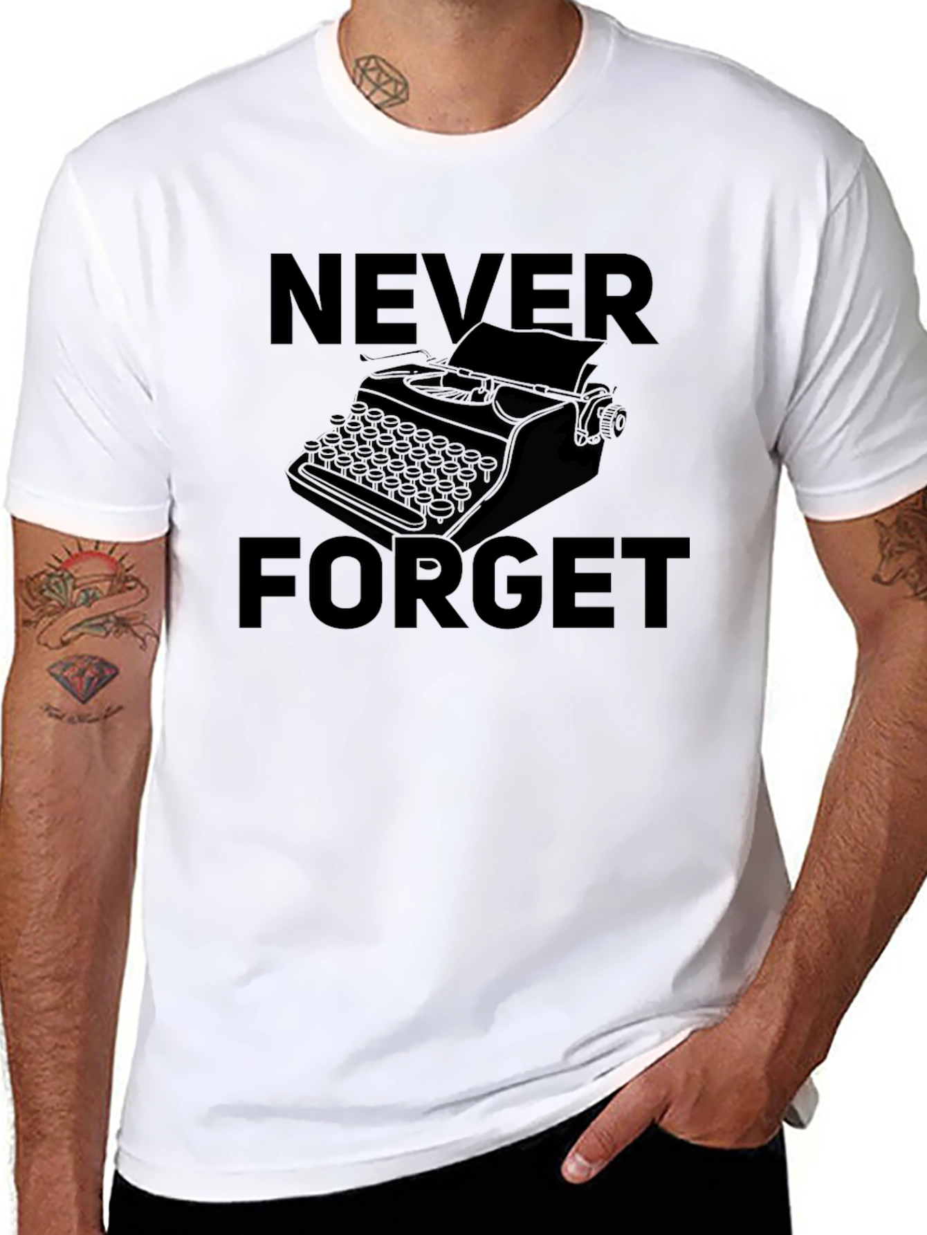 Black Never Forget Typewriter Graphic Tee - Black view 8