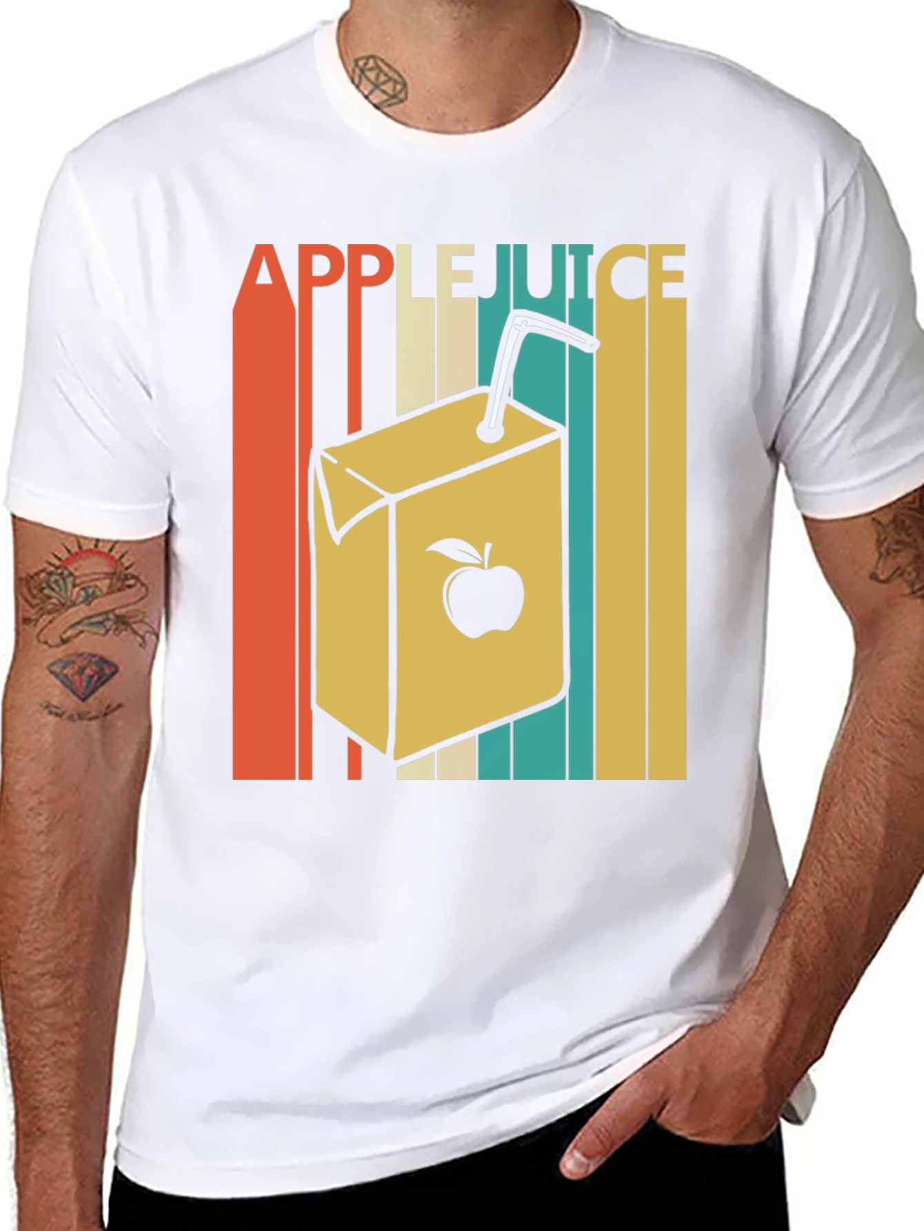 Black Retro Apple Juice T-Shirt view 8