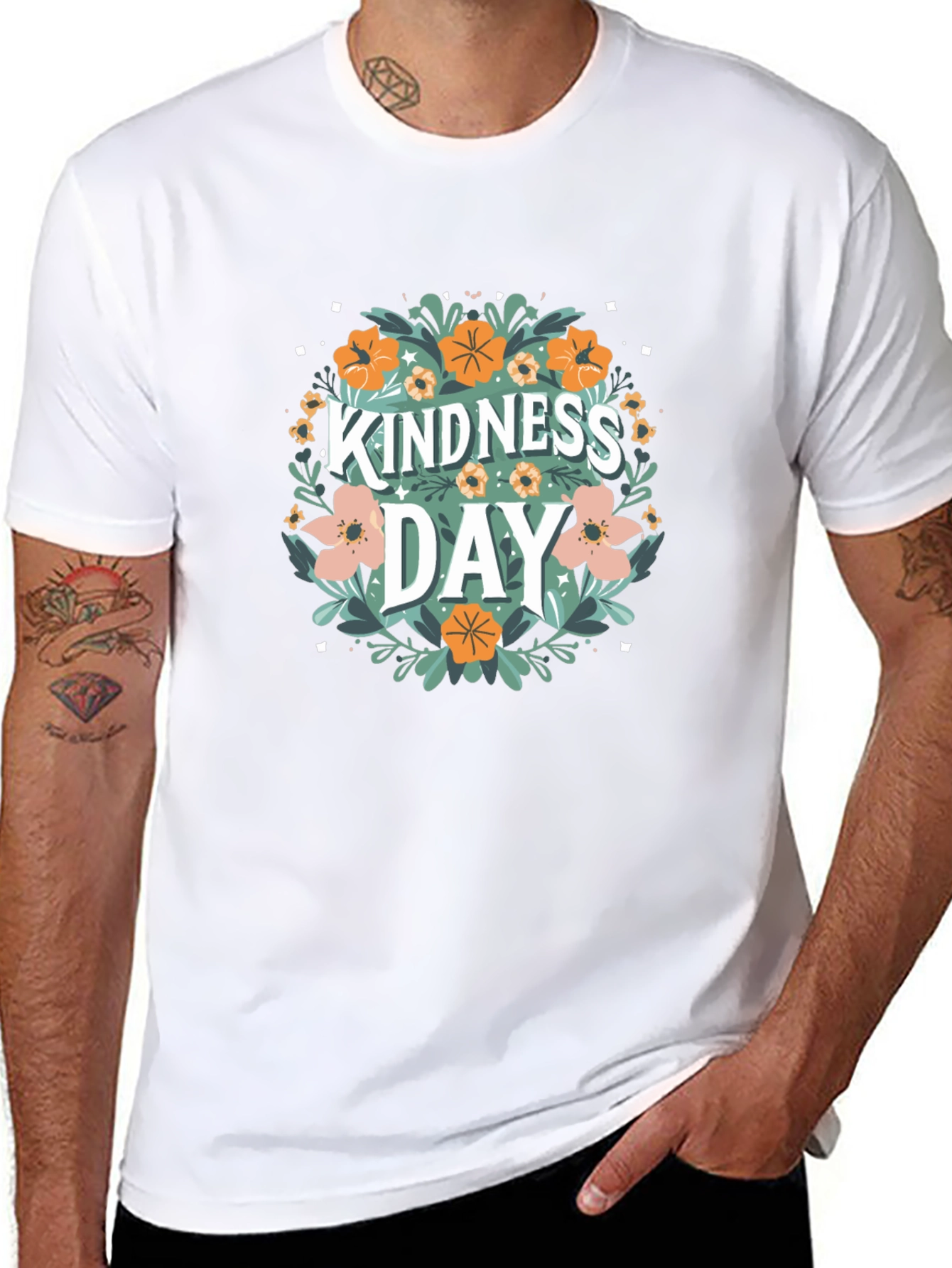 Black Kindness Day Floral T-Shirt view 8