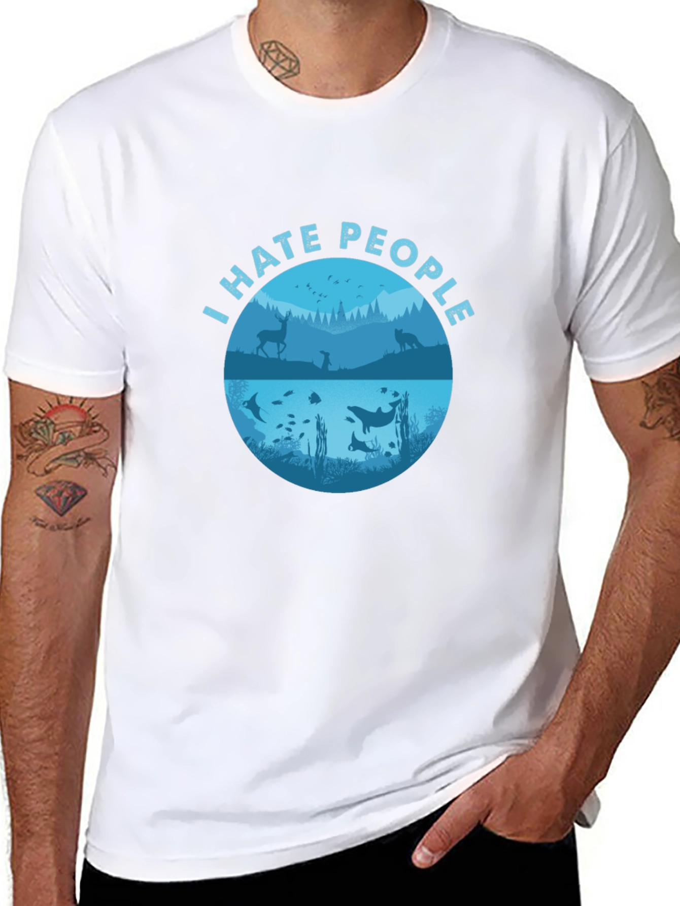 Black I Hate People Graphic T-Shirt - Nature Lover's Tee view 8