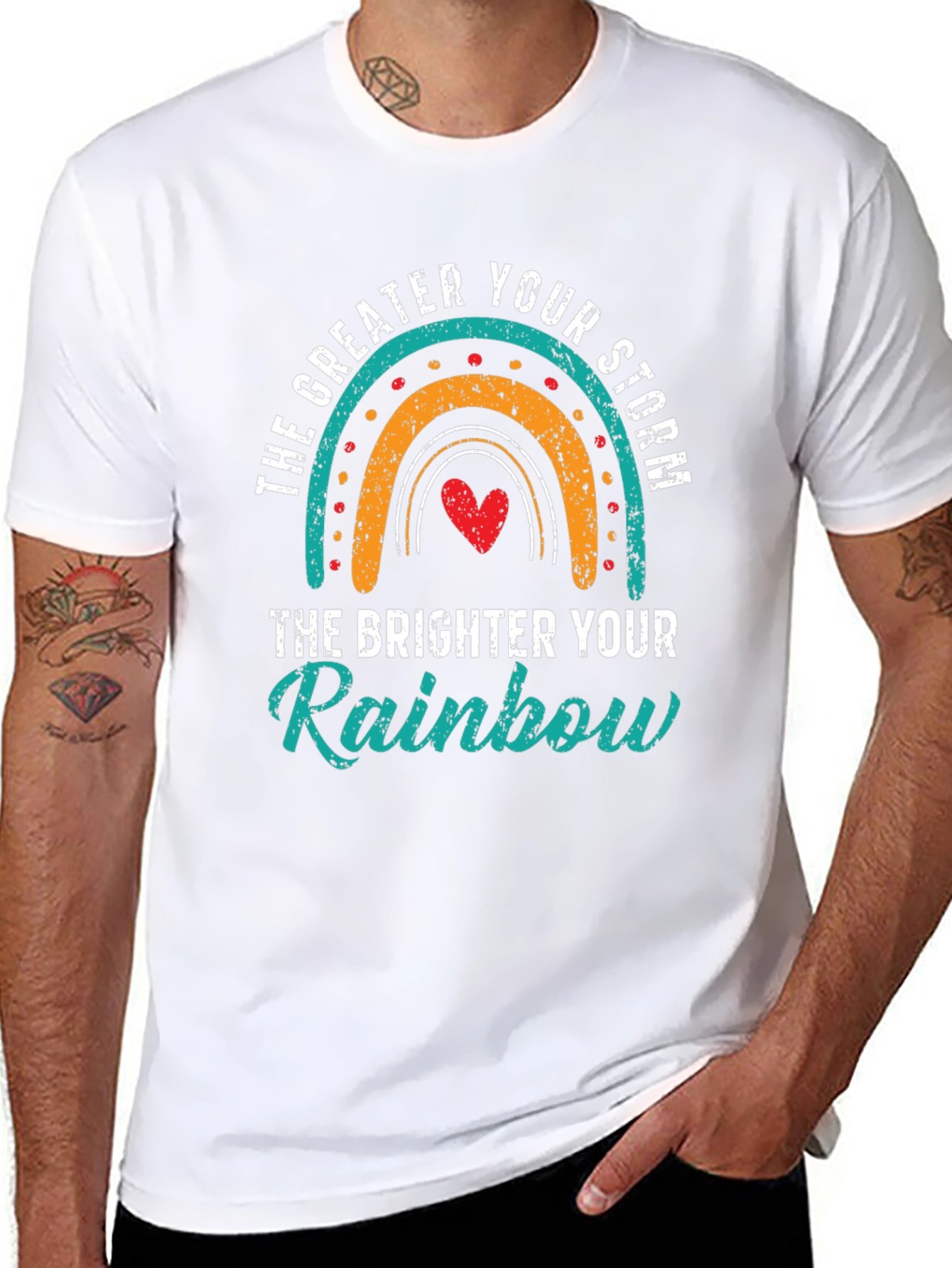 Black Inspirational Rainbow Graphic T-Shirt view 8