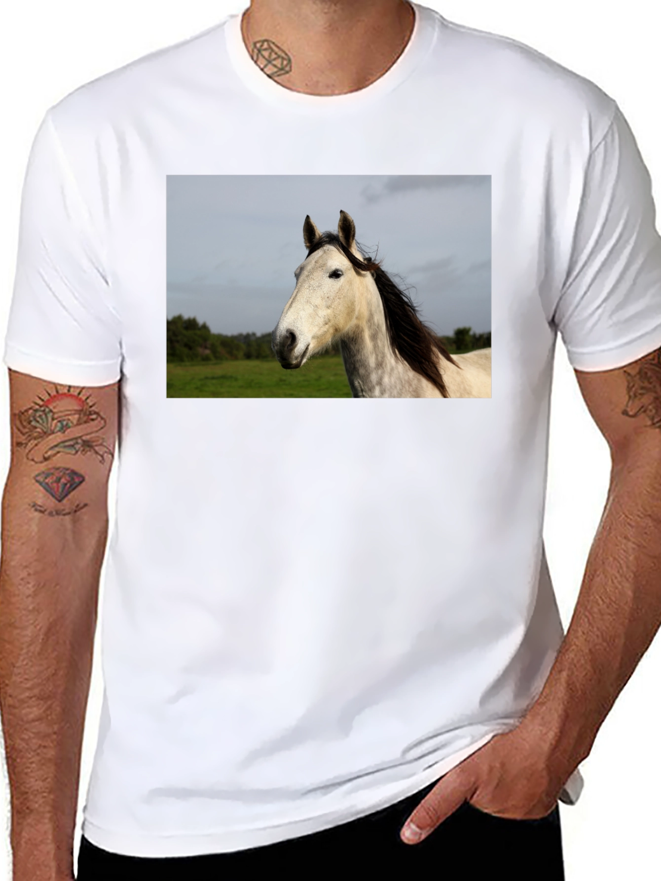 Black Horse Graphic Print Black T-Shirt view 8