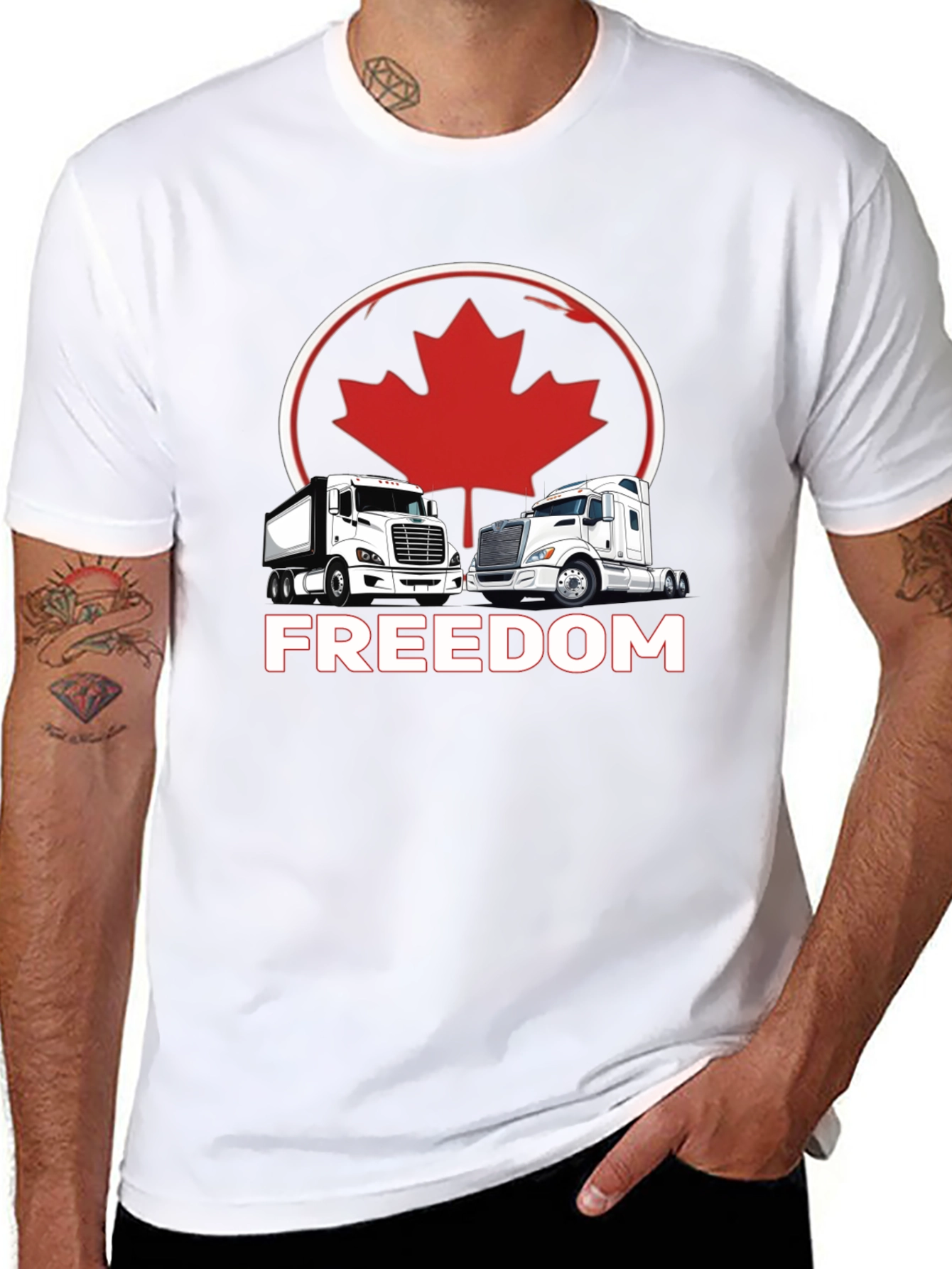 Black Freedom Trucker T-Shirt Canada Maple Leaf view 8