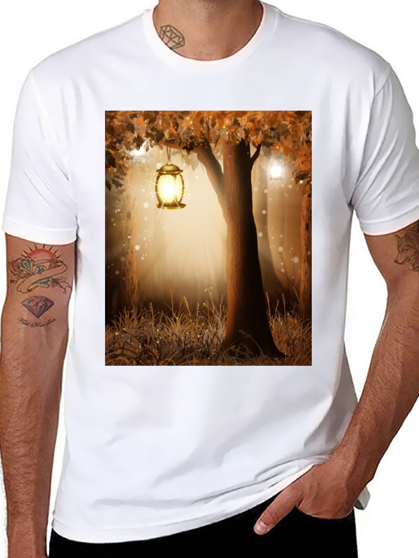Black Enchanted Forest Lantern Black Tee view 8