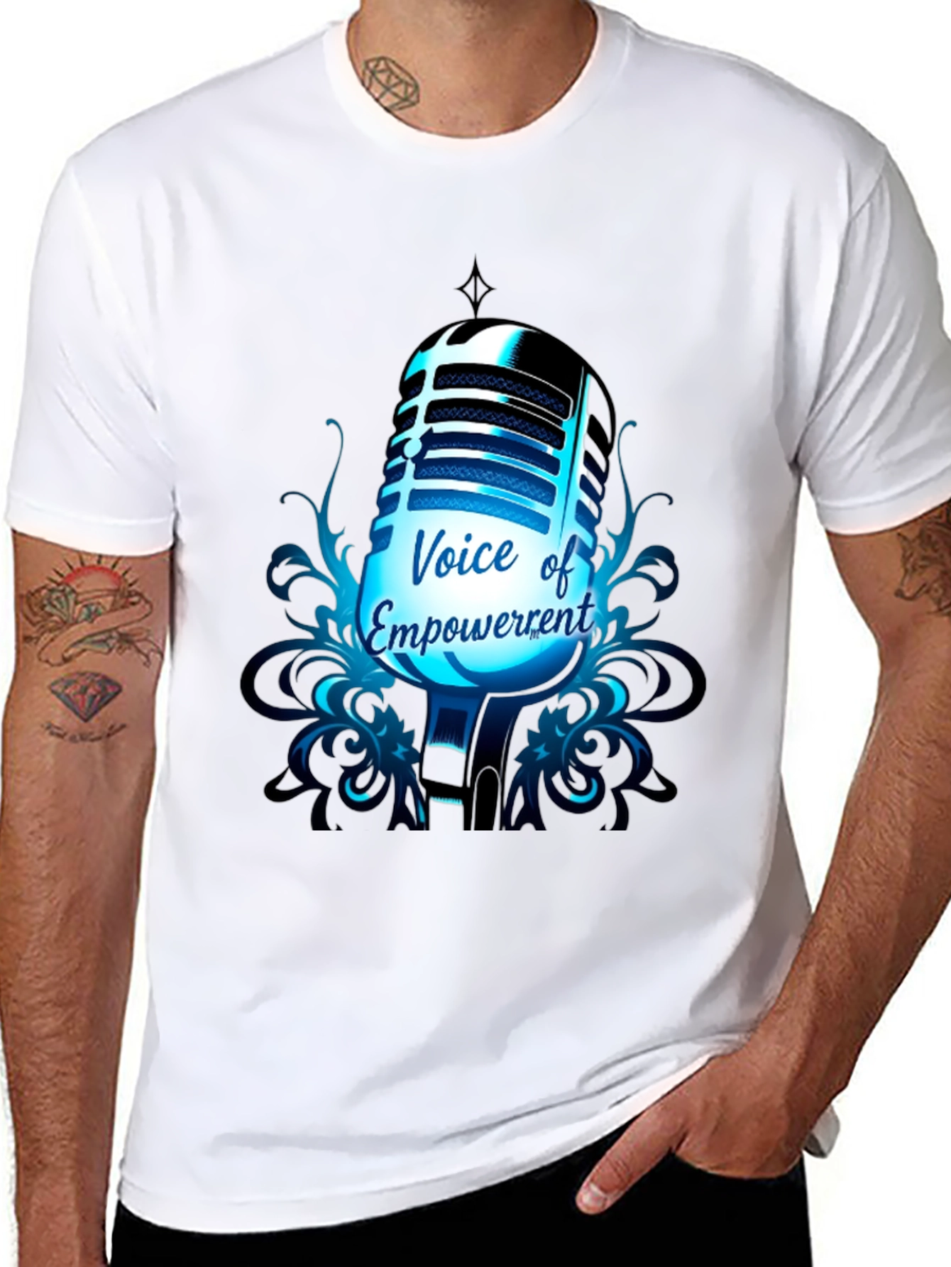Black Voice of Empowerment T-Shirt: Retro Microphone Graphic Tee view 8
