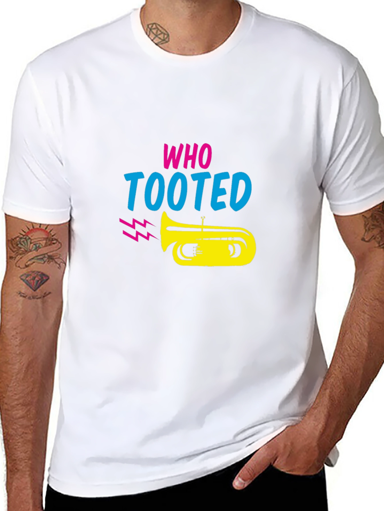 Black Who Tooted T-Shirt - Funny Music Graphic Tee view 8