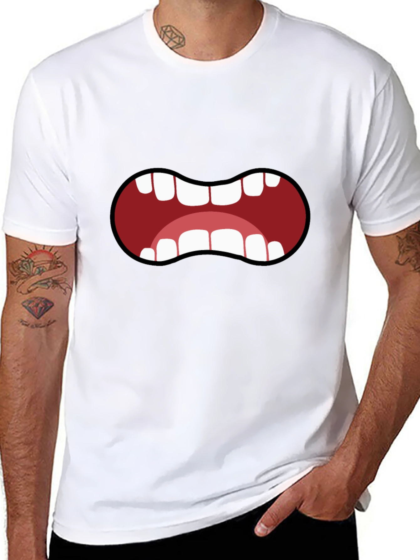 Black Cartoon Mouth T-Shirt - Funny Graphic Tee view 8