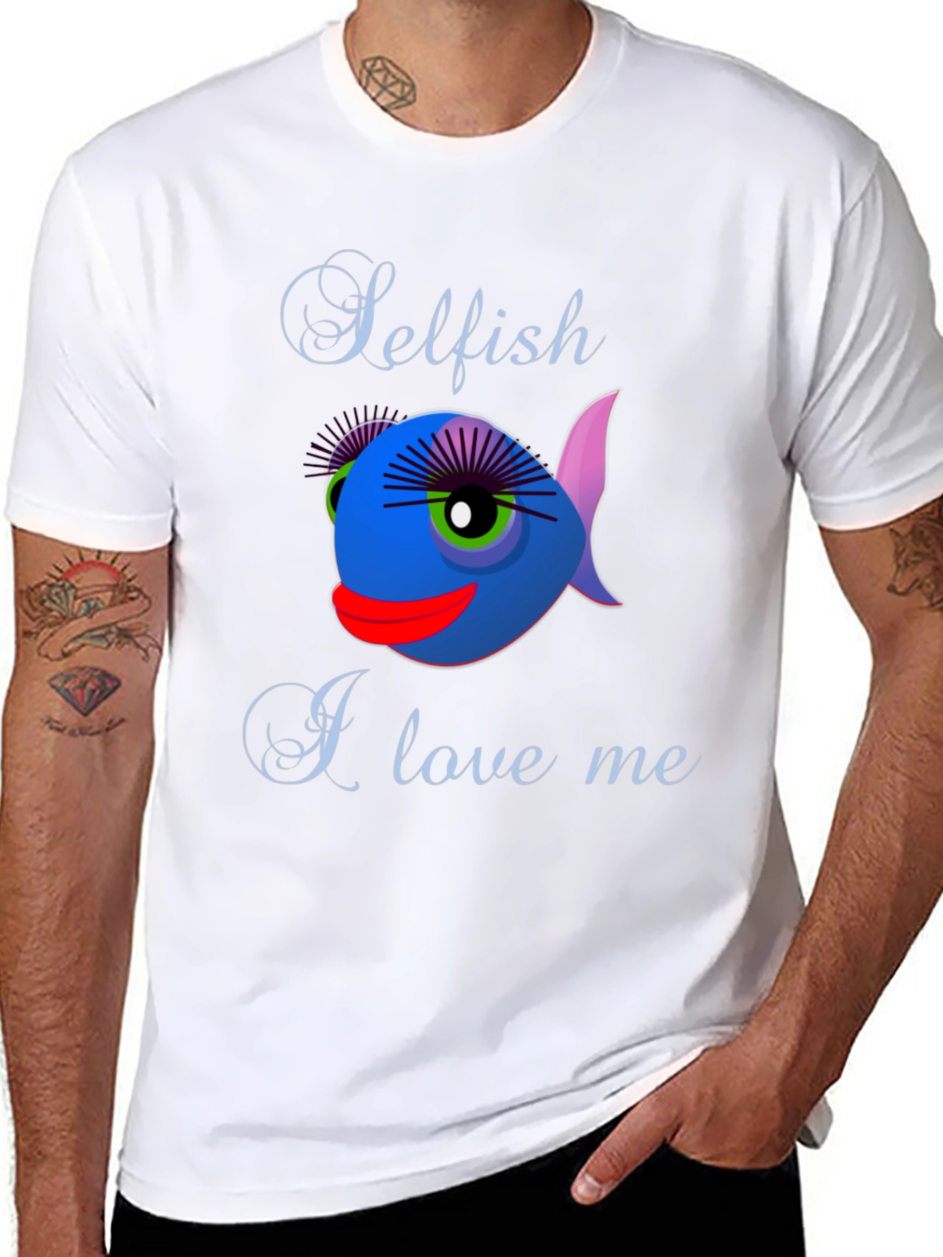 Black Selfish I Love Me Fish Graphic Tee view 8