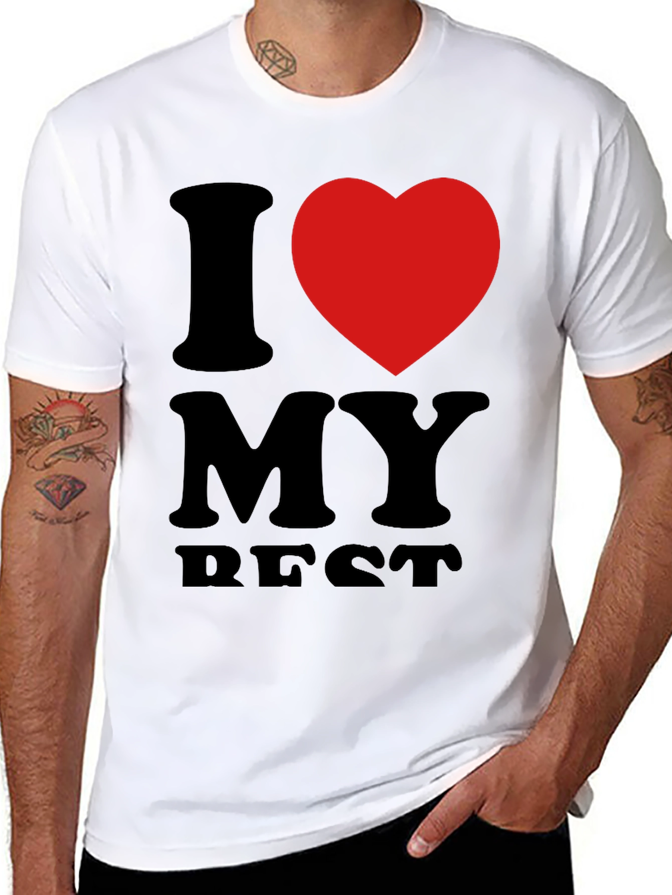 Black I Heart My Best T-Shirt - Black Crew Neck Tee view 8
