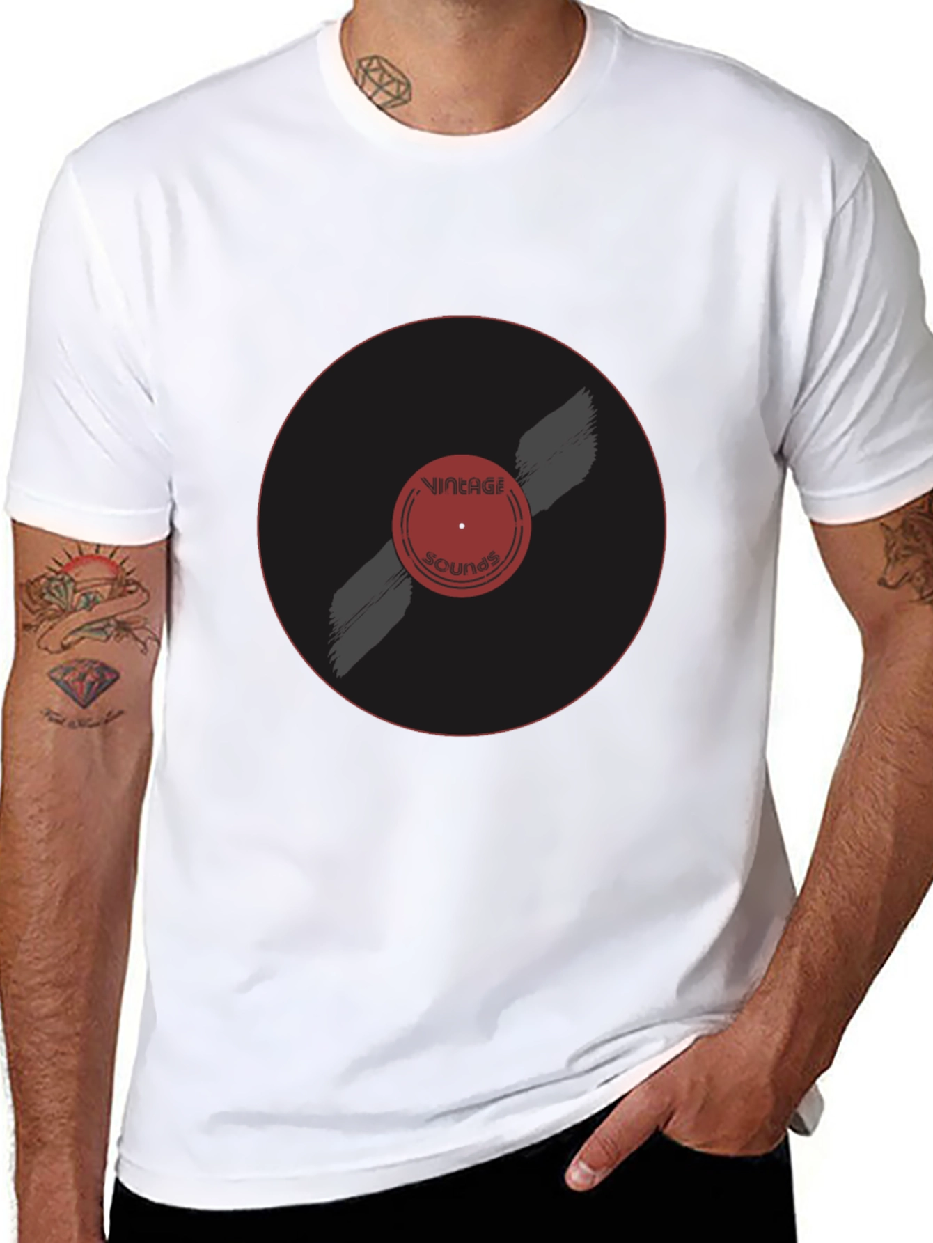 Black Vintage Sounds T-Shirt | Retro Music Tee view 8