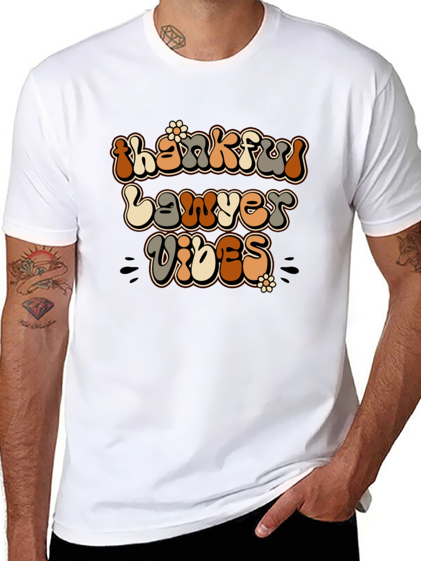 Black Thankful Lawyer Vibes Retro T-Shirt view 8