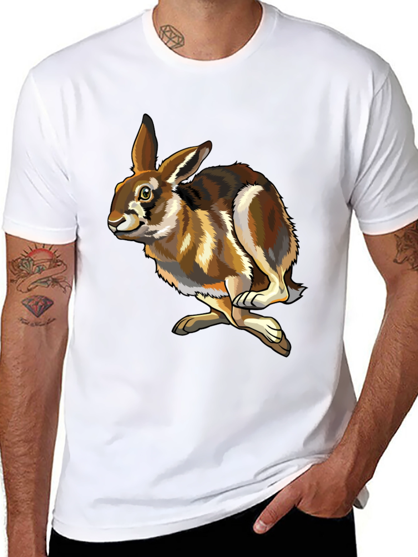 Black Hare Graphic Tee - Black Cotton T-Shirt view 8