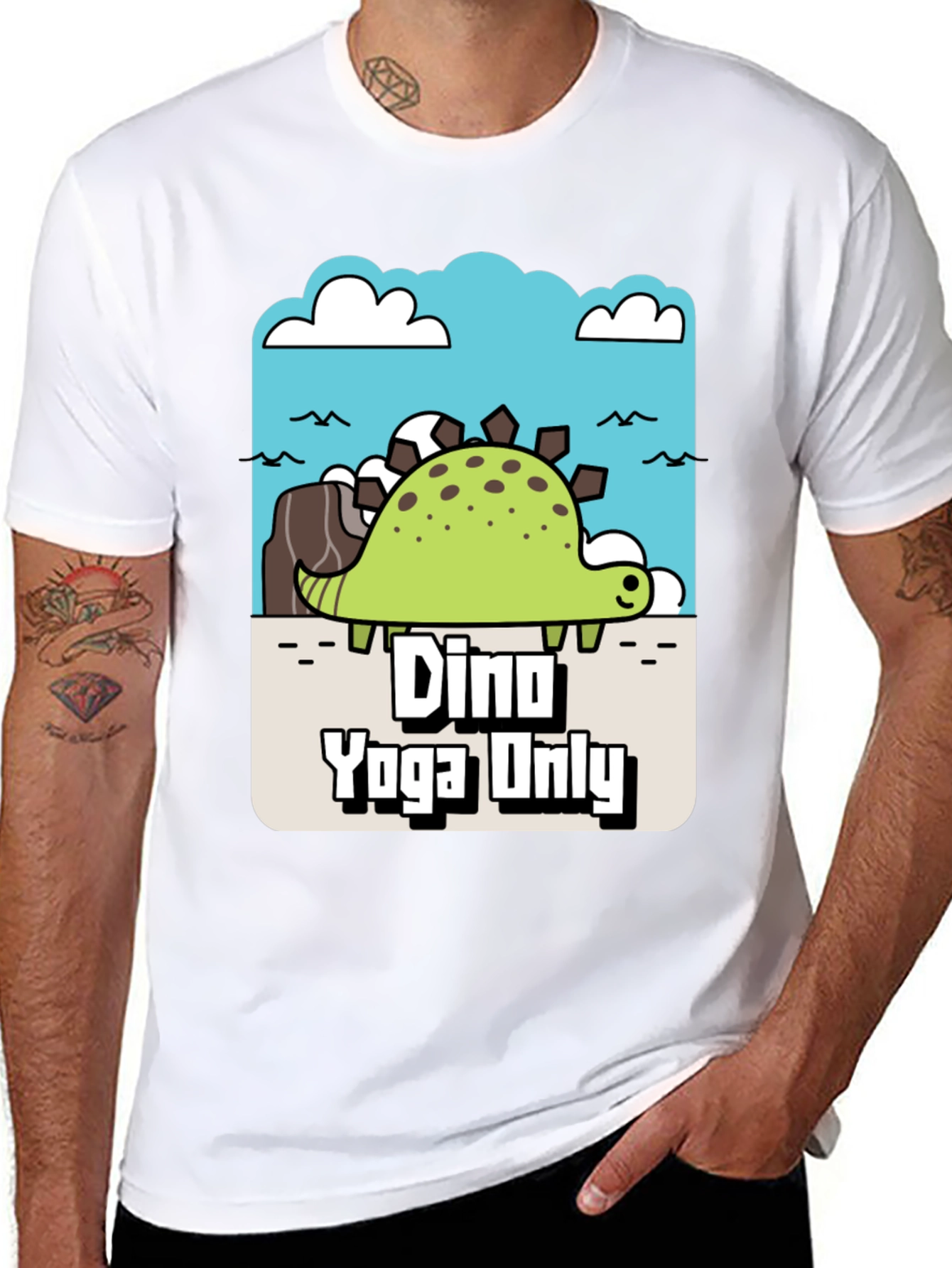 Black Dino Yoga Only Graphic Tee view 8