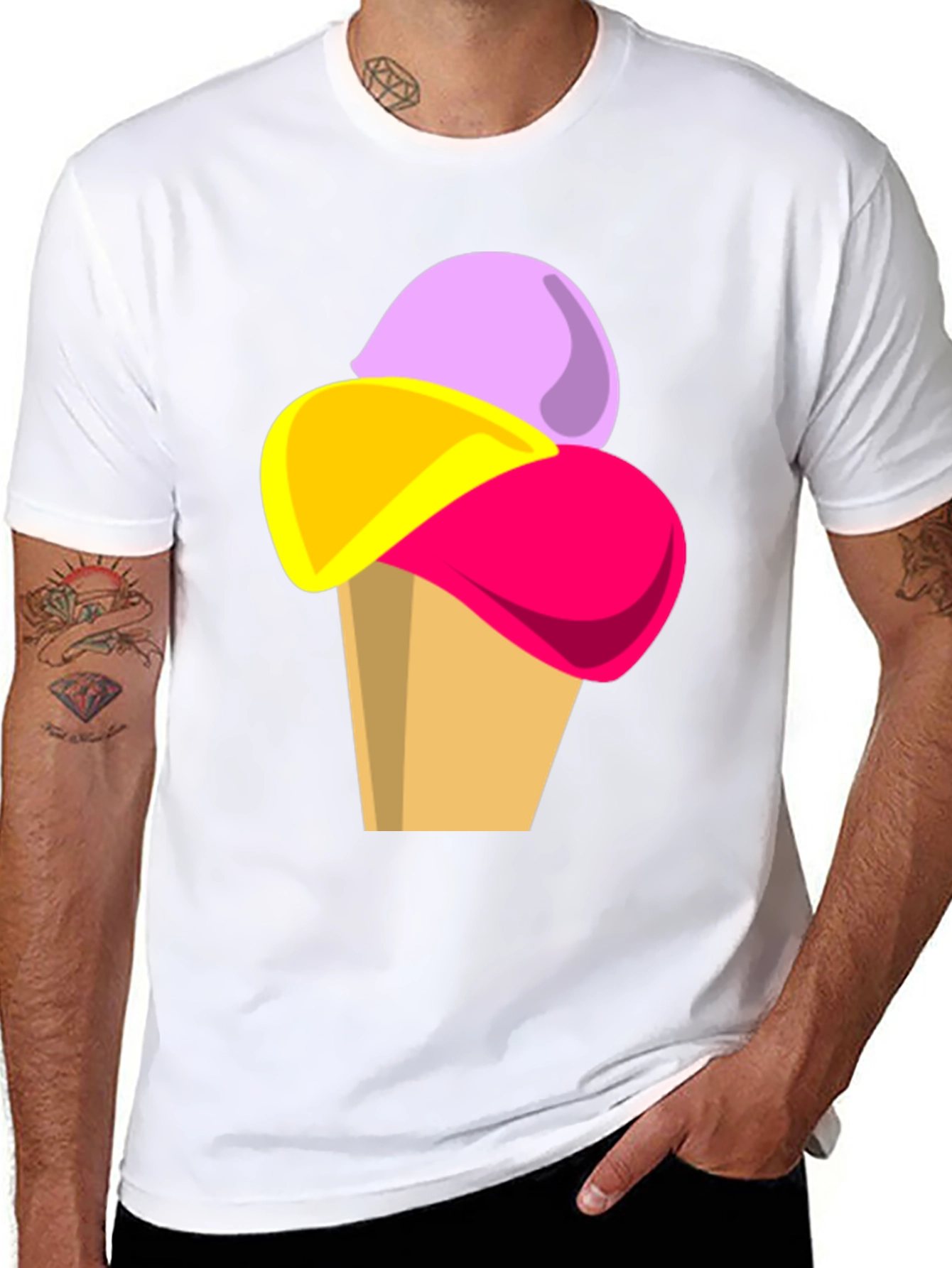 Black Ice Cream Graphic Tee - Fun Casual T-Shirt view 8