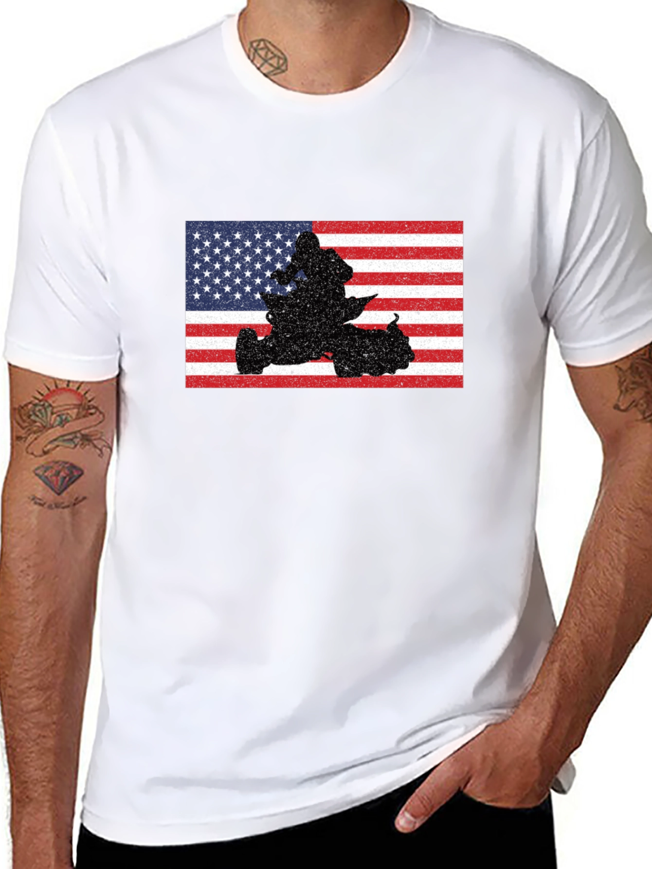 American Flag ATV Rider Graphic T-Shirt - 8