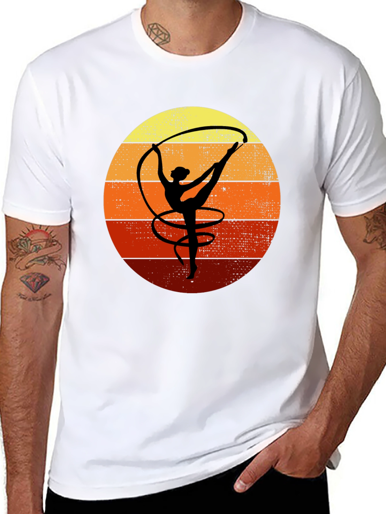 Black Retro Gymnastics Sunset T-Shirt view 8