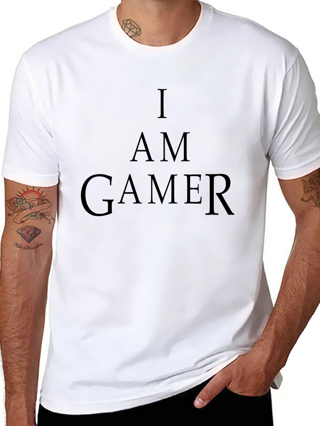 Black I am Gamer Black Crew Neck T-Shirt view 8