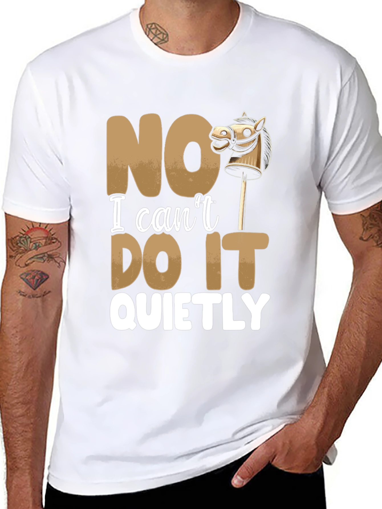 Black Funny "NO I Can't DO IT QUIETLY" T-Shirt view 8