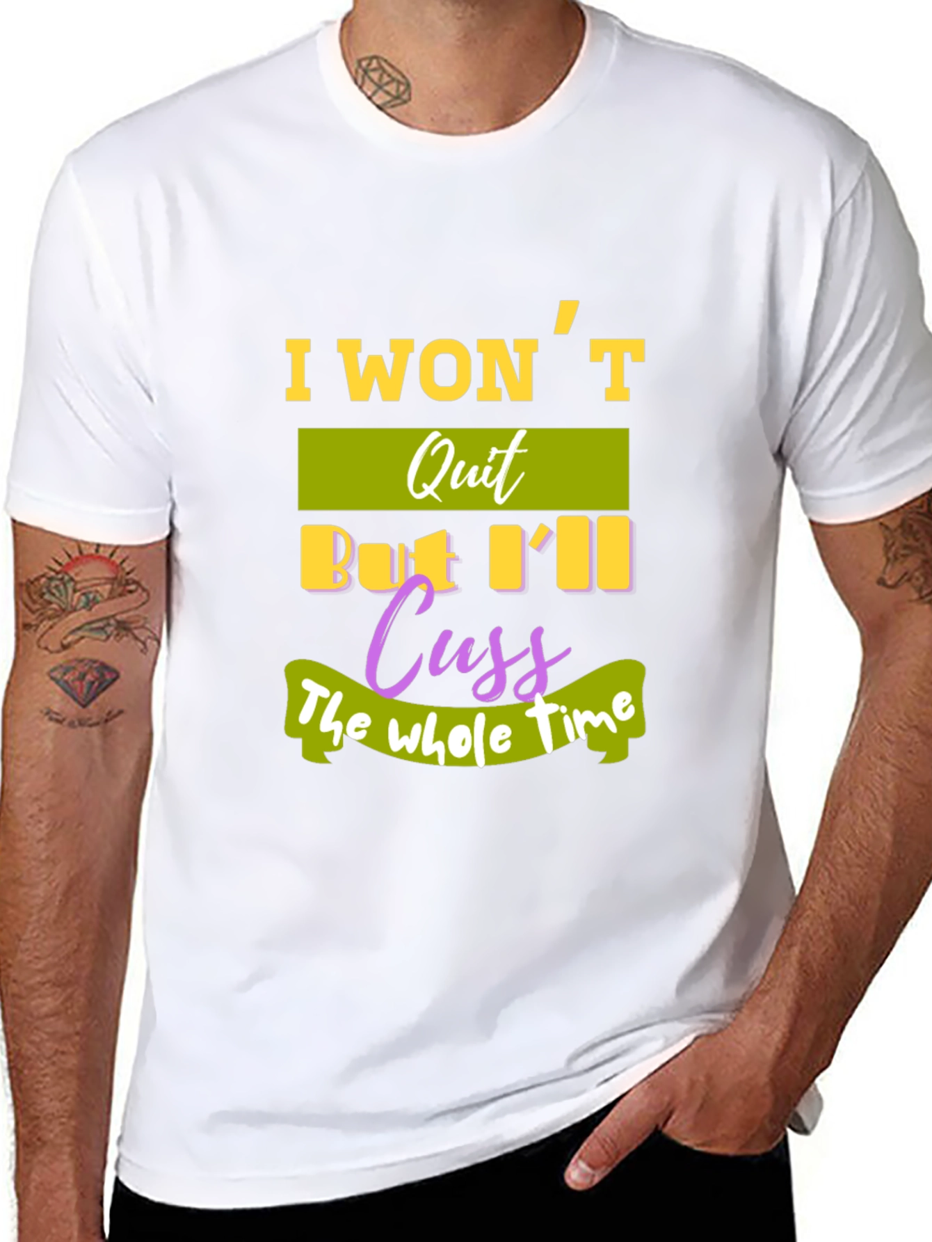 Black I Won't Quit T-Shirt - Funny Sarcastic Tee view 8