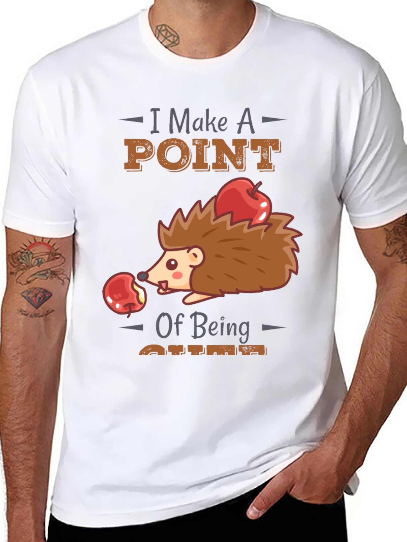 Black Cute Hedgehog T-Shirt - I Make A Point of Being Cute view 8