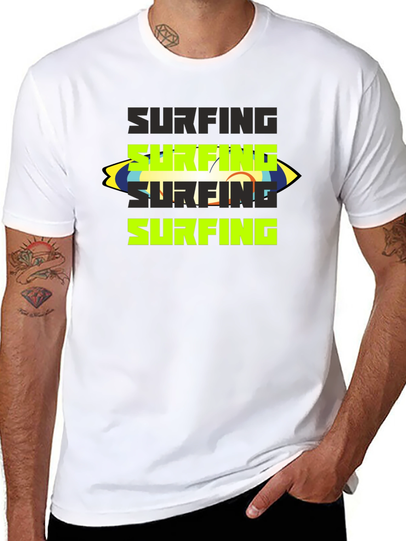 Black Surfing Graphic Tee - Black view 8