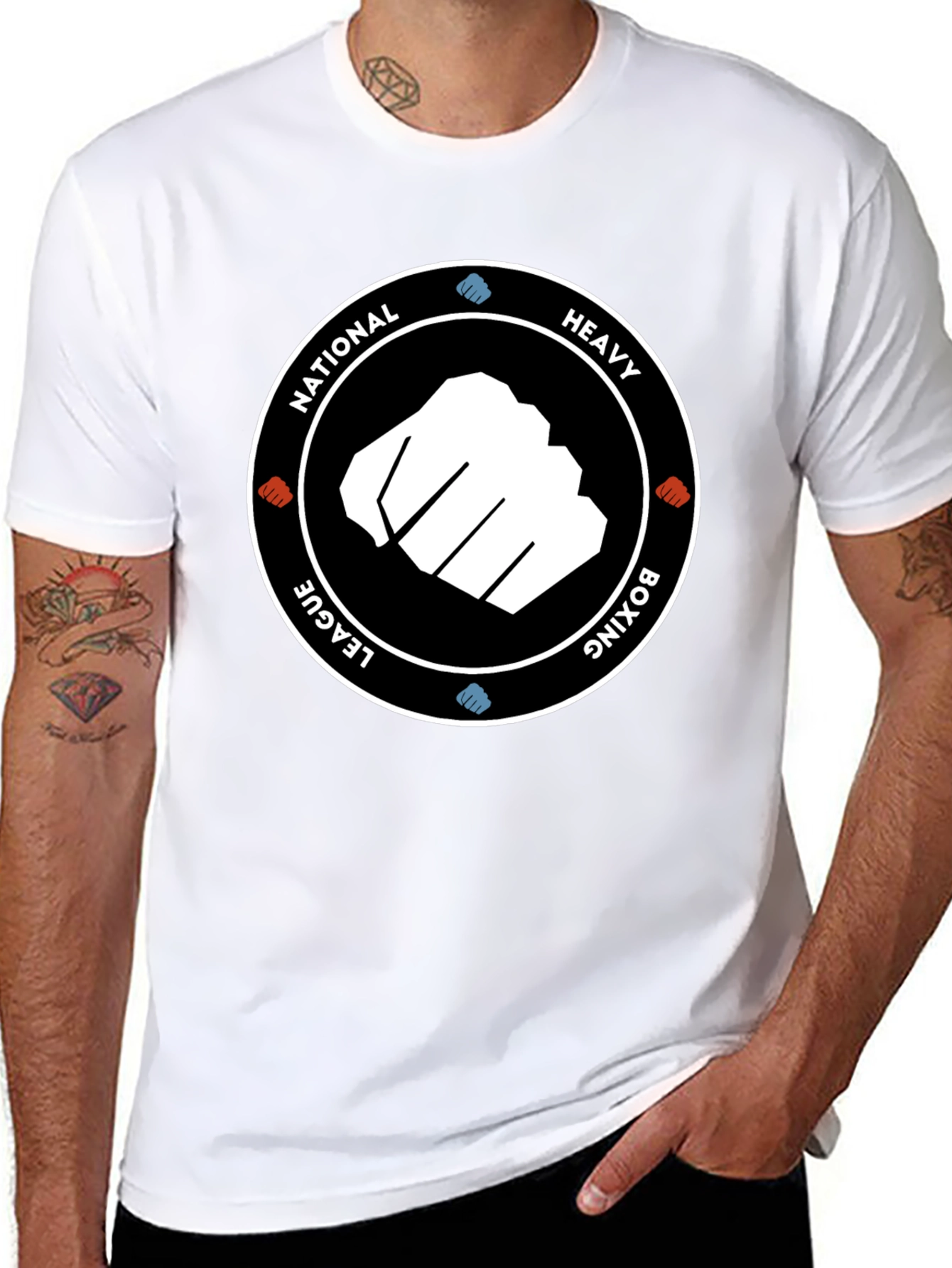 Black National Heavy Boxing League Black T-Shirt view 8
