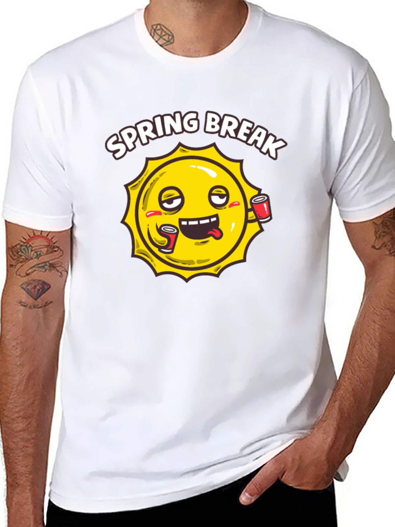 Black Spring Break Sun Graphic Black T-Shirt view 8