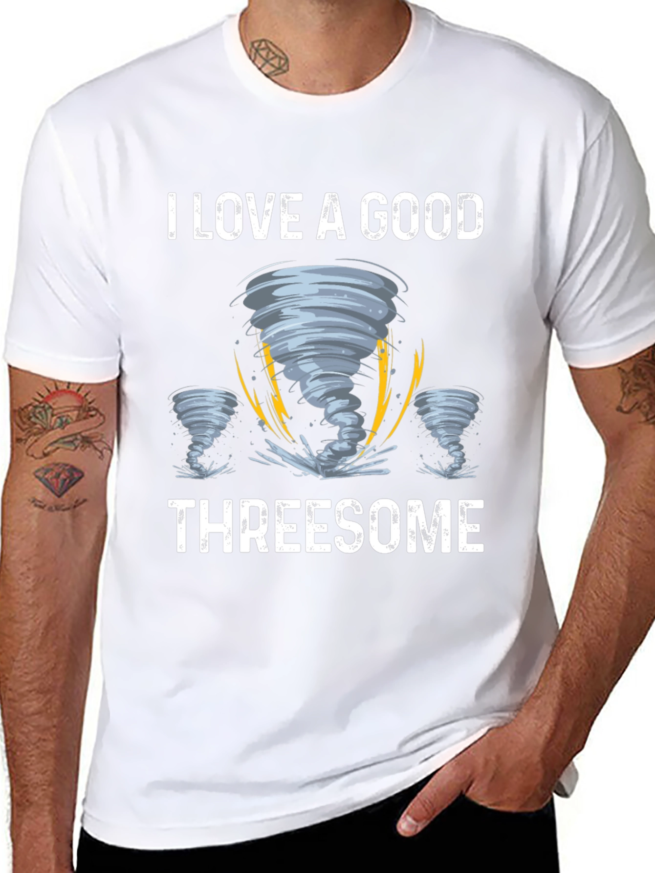 Black I Love A Good Threesome Tornado Graphic Tee view 8