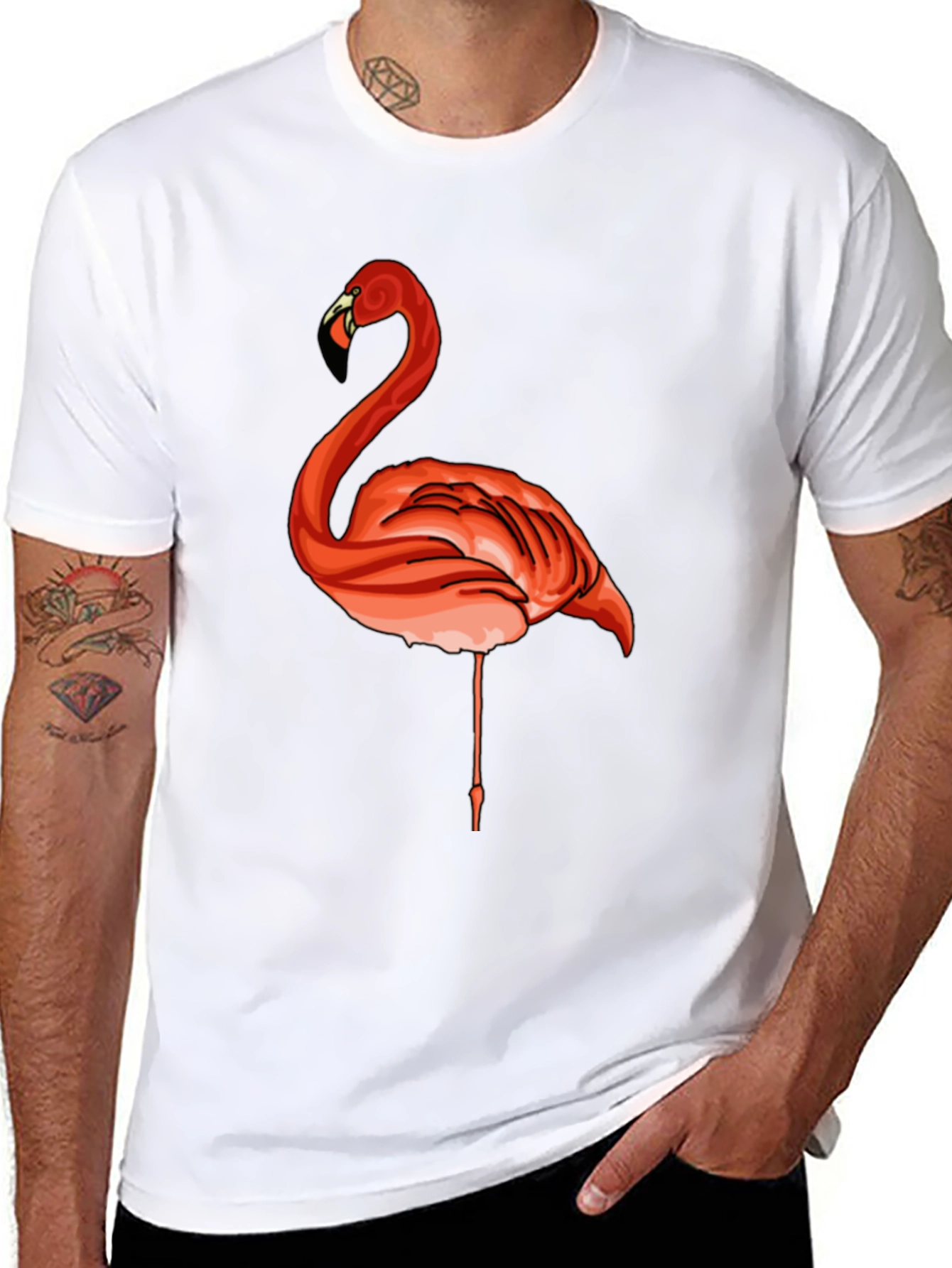 Black Flamingo Graphic Tee - Casual Black T-Shirt view 8