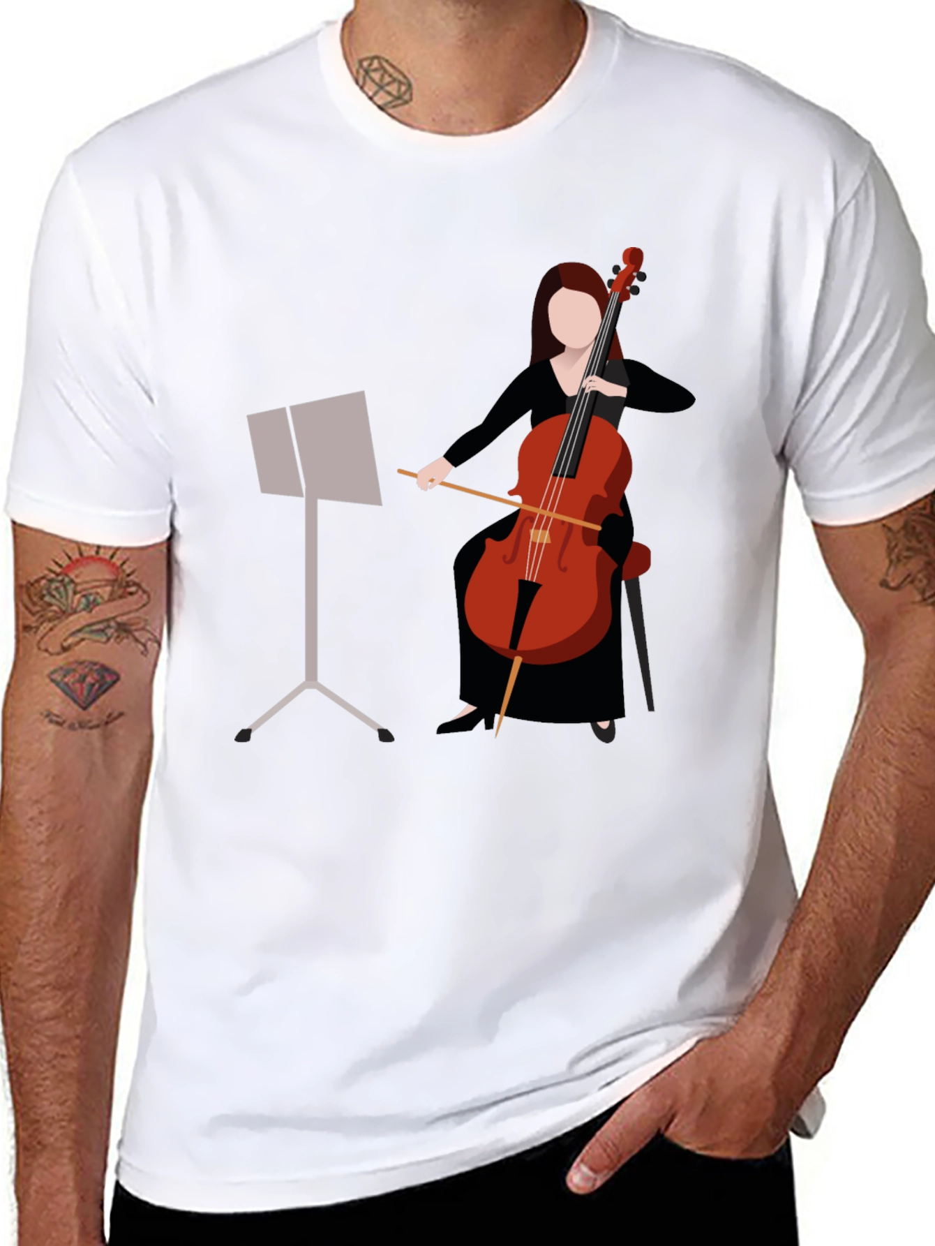 Black Cello Player Graphic T-Shirt - Music Lover's Tee view 8