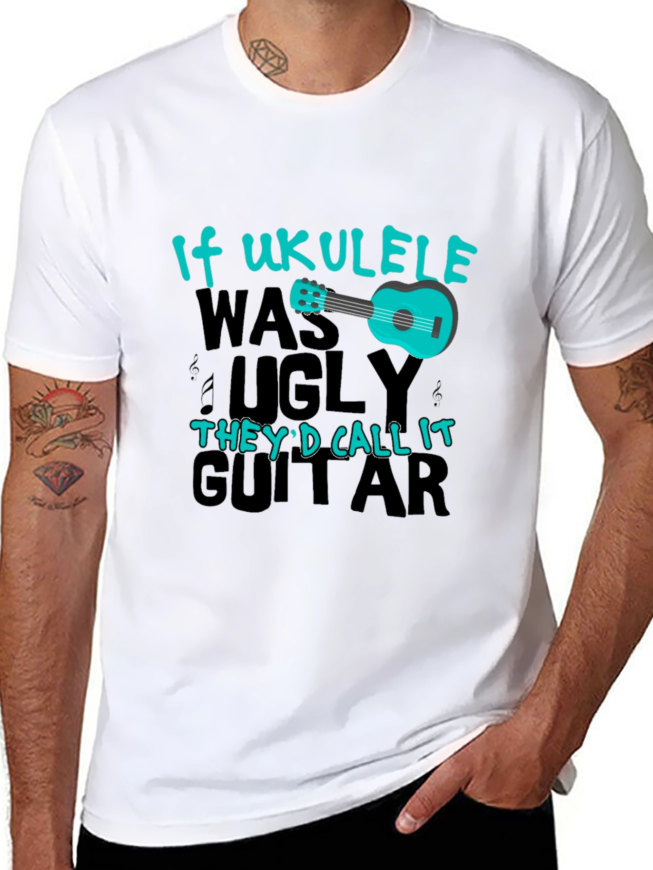 Black Ukulele T-Shirt - If Ukulele Was Ugly view 8