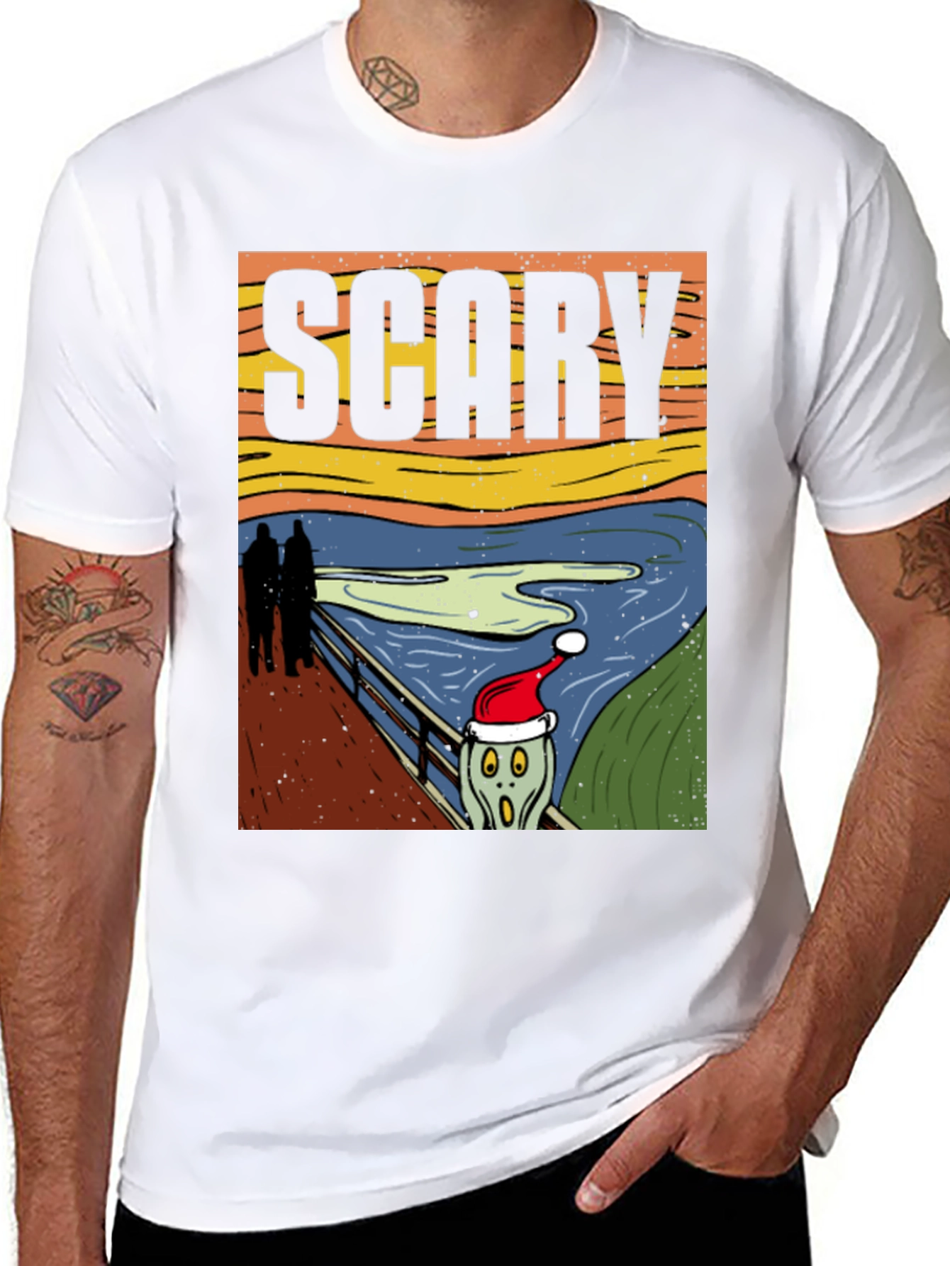 Black Scary Christmas Scream T-Shirt view 8
