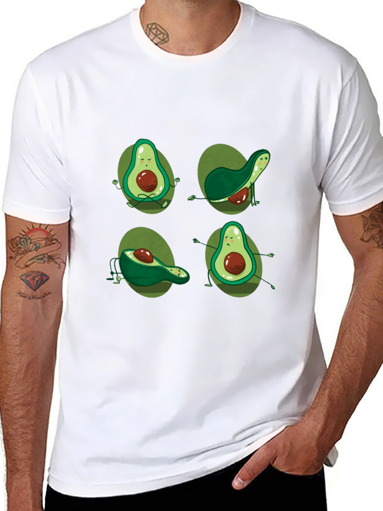 Black Avocado Yoga Black T-Shirt - Meditating Fruit Tee view 8