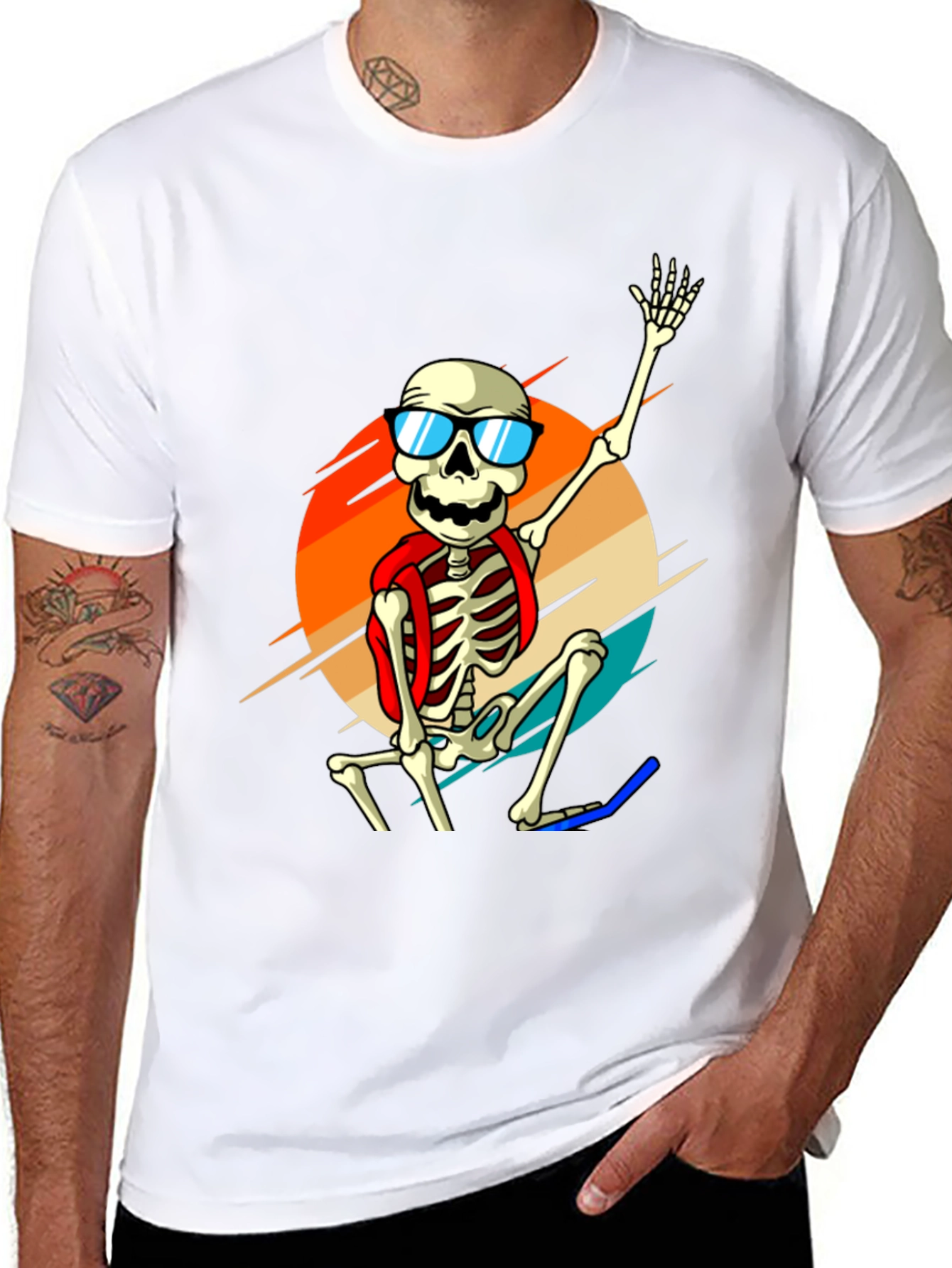 Black Skeleton in Sunglasses Graphic Tee view 8
