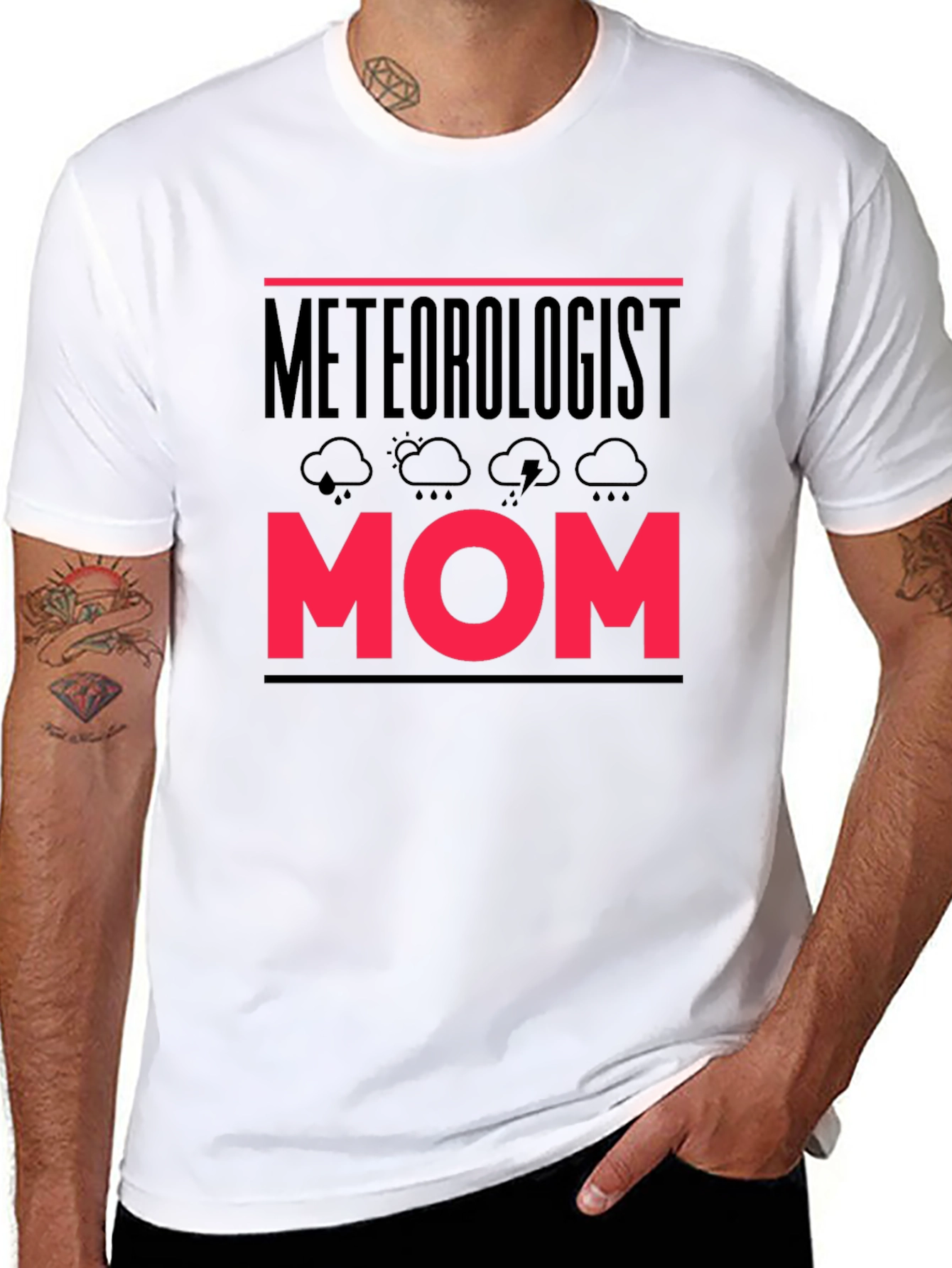 Black Meteorologist Mom Graphic Tee - Weather Loving Mother T-Shirt view 8