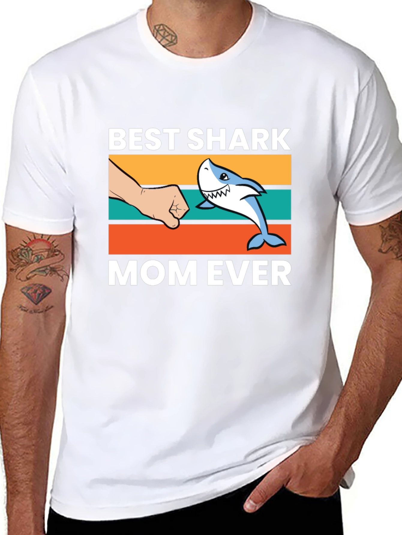 Black Best Shark Mom Ever T-Shirt view 8